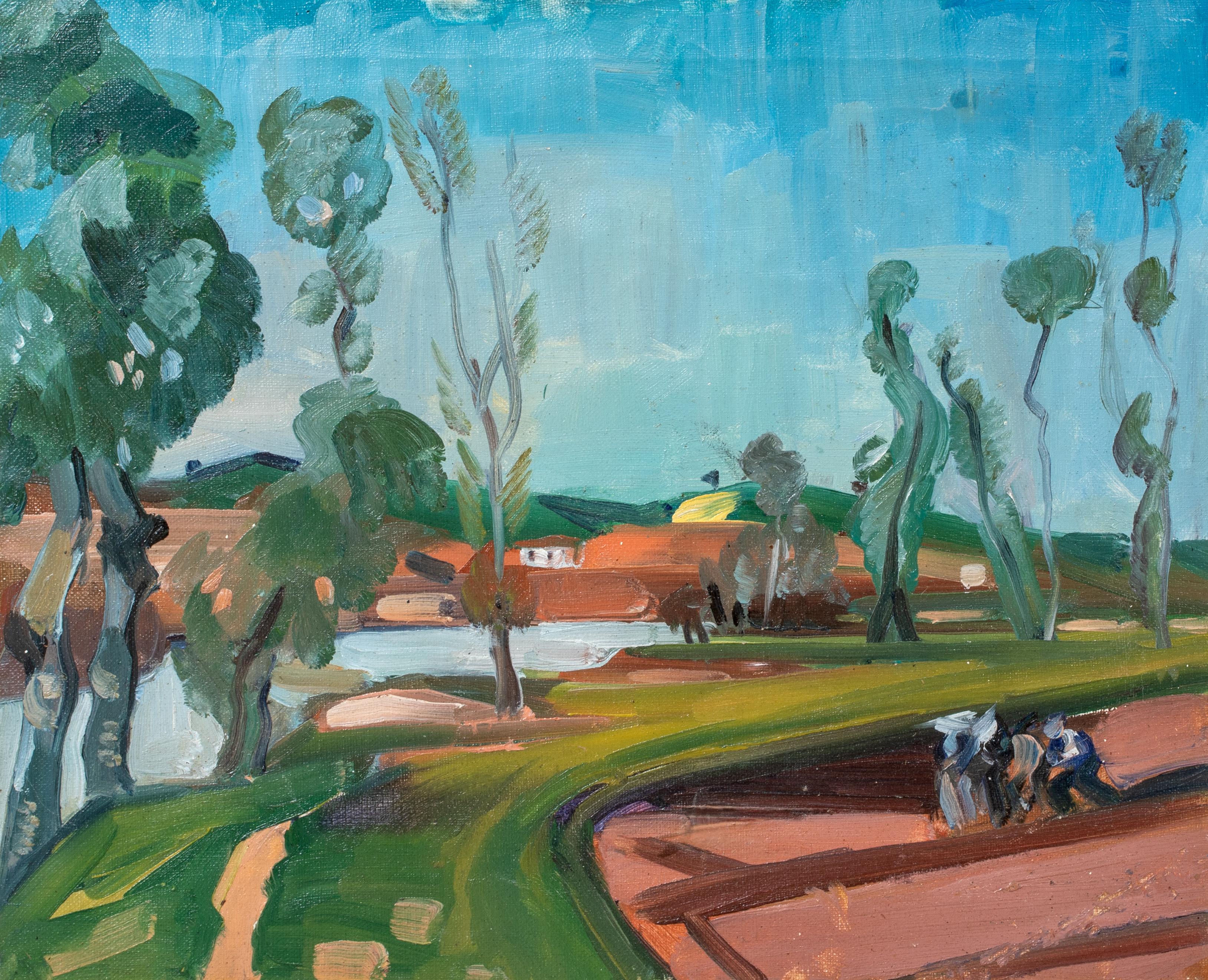 Vista en Toledo Circa 1930  WILLIAM JOHNSTONE OBE (1897-1981) - Painting de William Johnstone