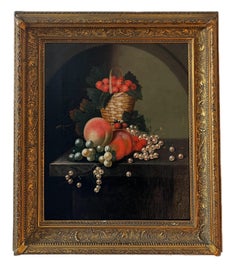 Rare 18th Century English Still Life of Grapes, Peaches and Strawberries