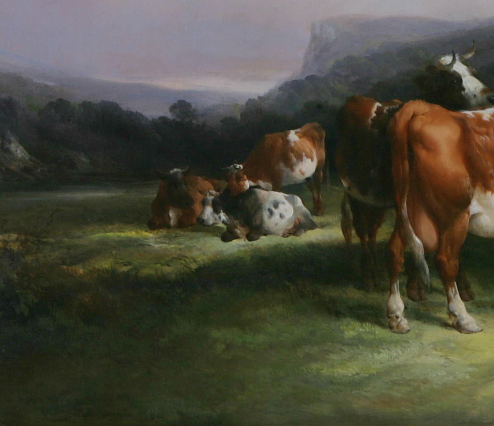 William Shayer Sr.: „A Landscape with Cattle and Milkmaids“:: eine ländliche englische Szene (Braun), Animal Painting, von William Joseph Shayer