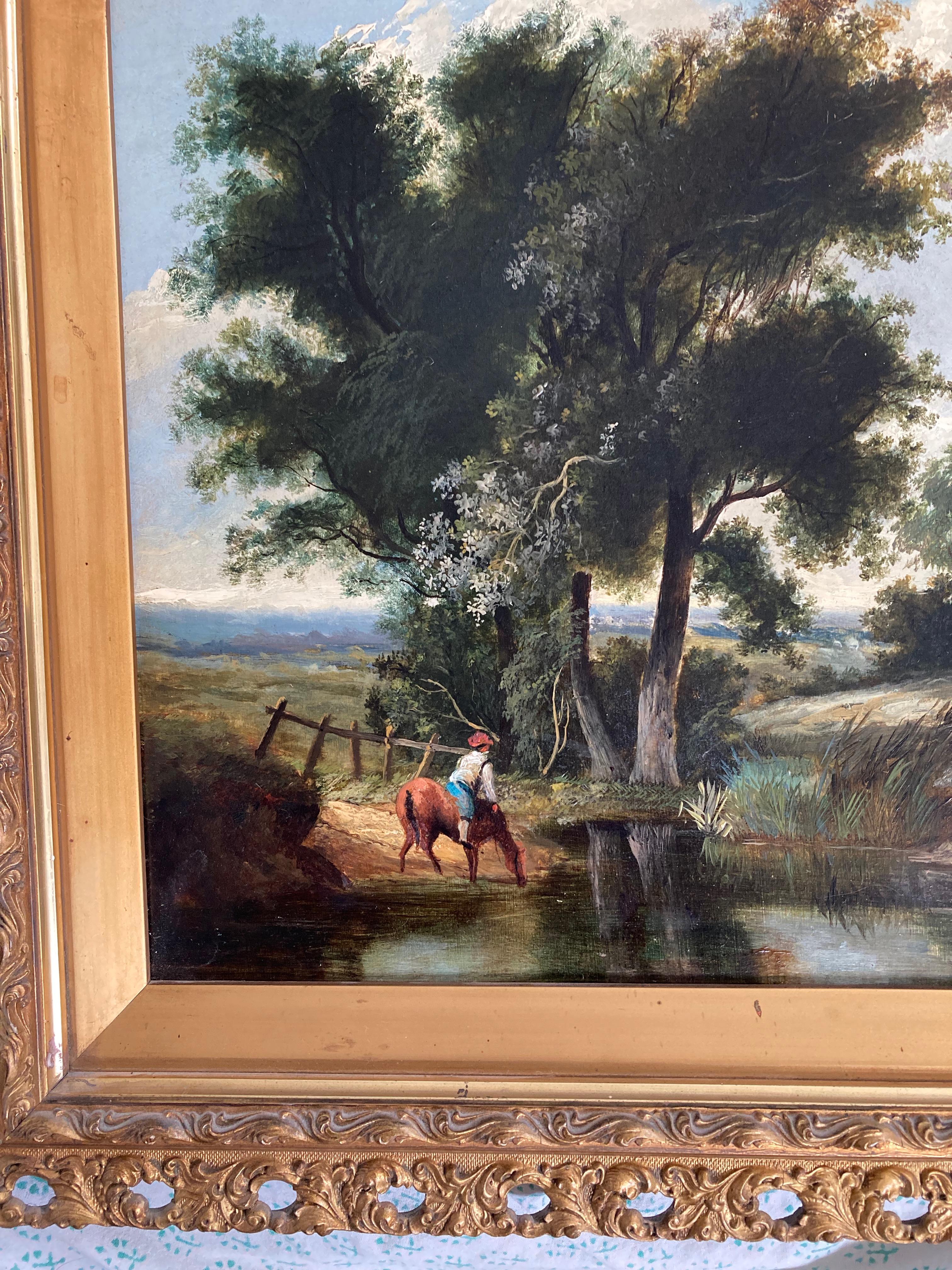 Circle of William Joseph Shayer, mid 19th Century, Horse and rider watering 2