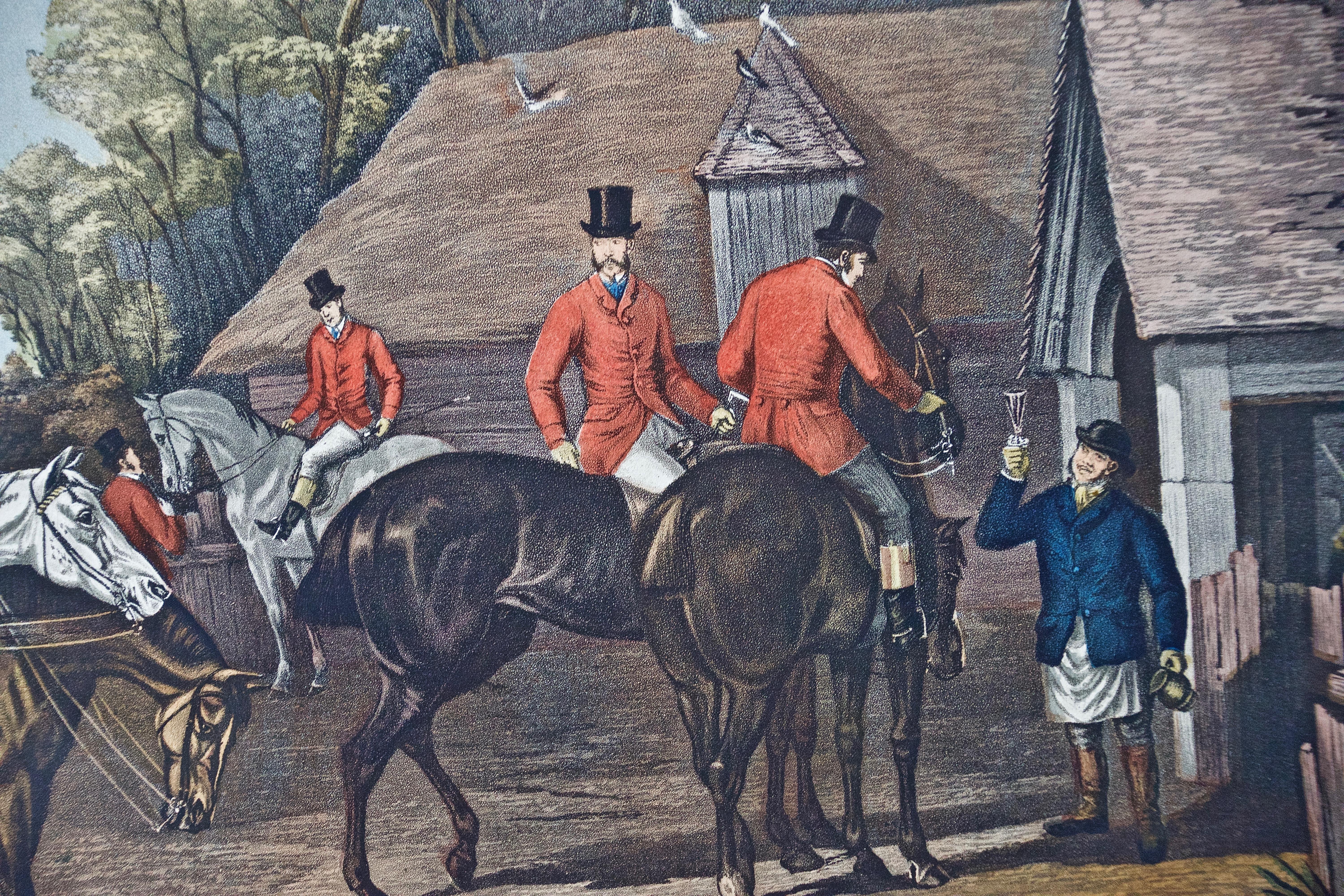 A Colored Lithograph of an Equestrian Hunting Scene, 