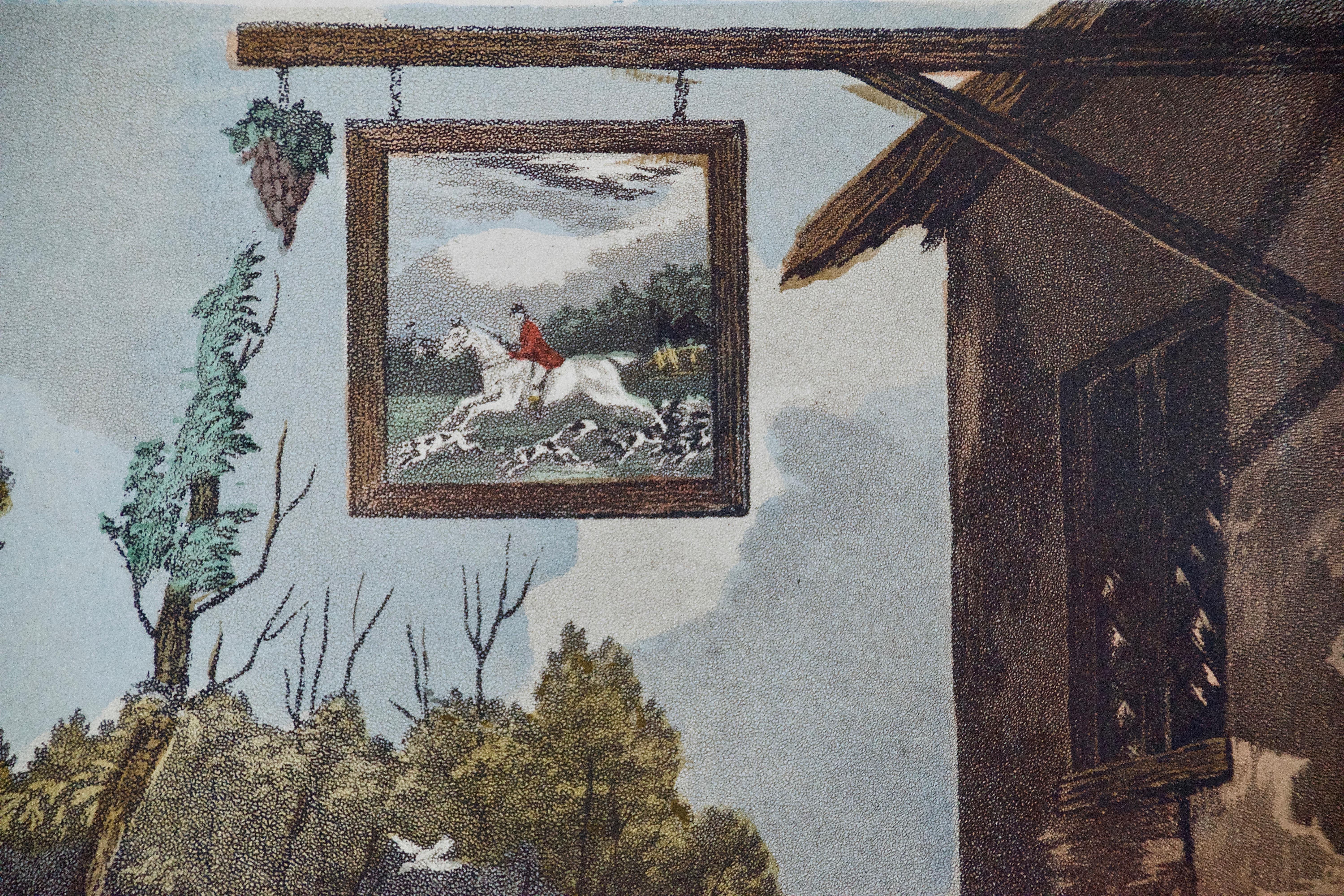 A Colored Lithograph of an Equestrian Hunting Scene, 