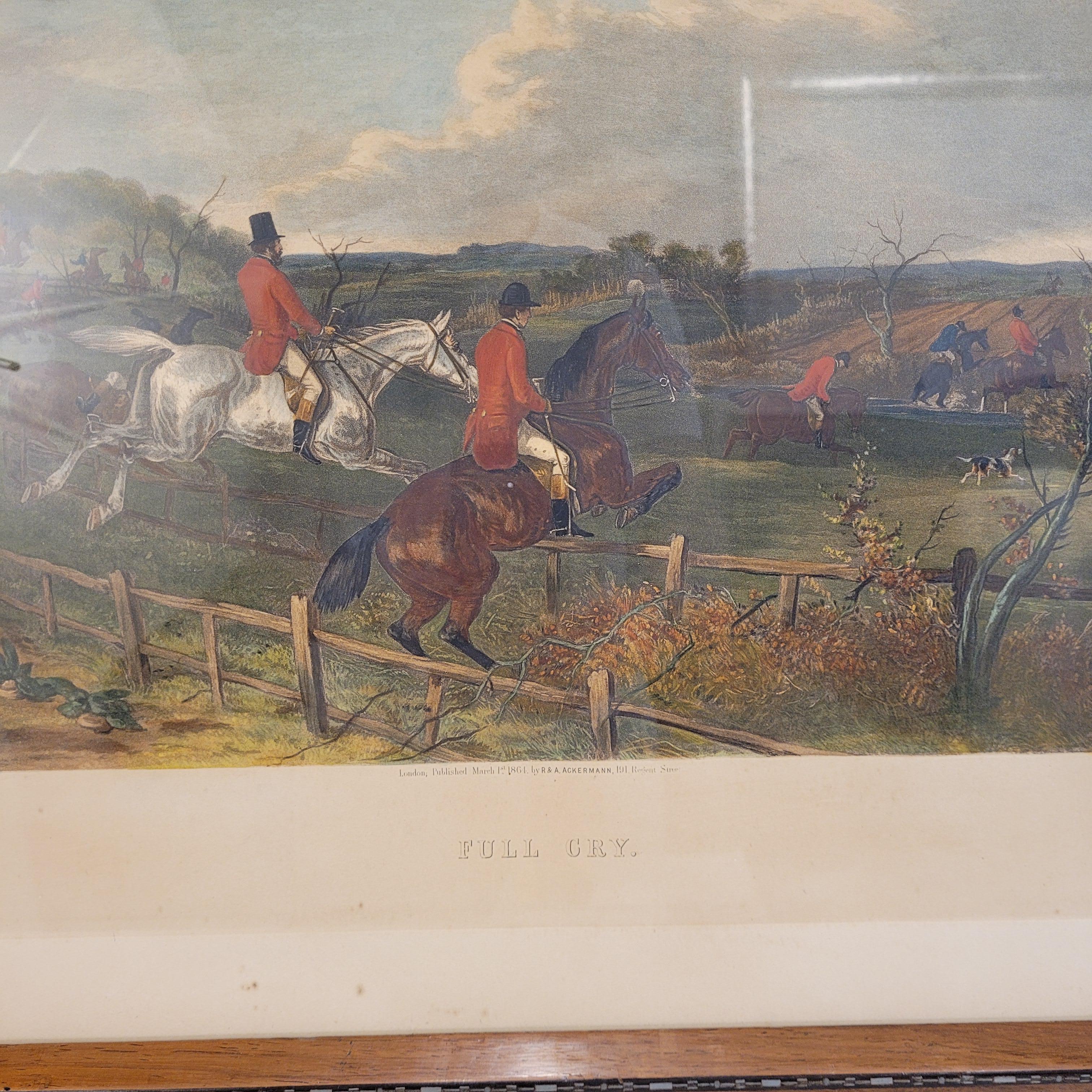 Victorian engraving of horses “Full cry”, J. Harris and William J. Shayer, Engla For Sale 9