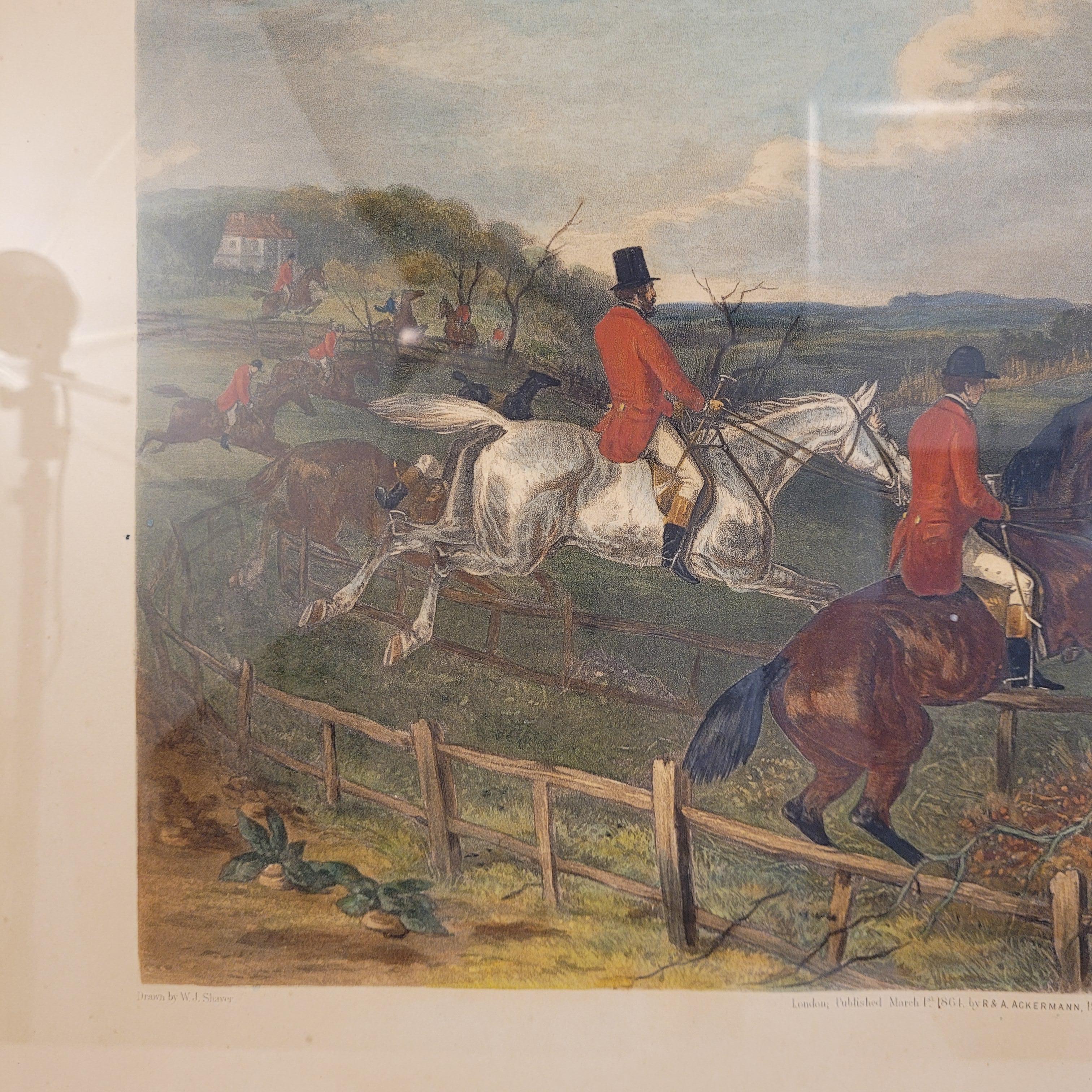 Victorian engraving of horses “Full cry”, J. Harris and William J. Shayer, Engla For Sale 13