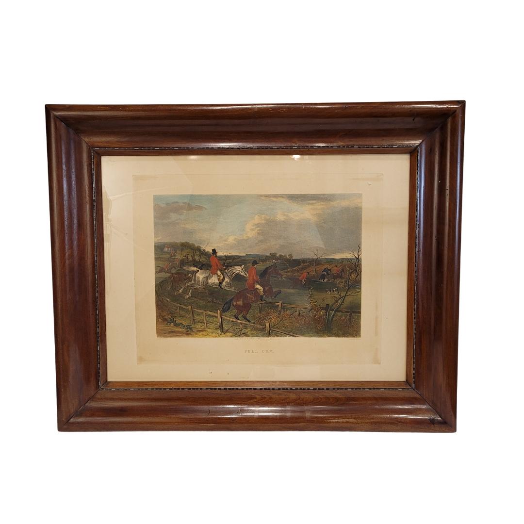 Victorian engraving of horses “Full cry”, J. Harris and William J. Shayer, Engla - Print by William Joseph Shayer