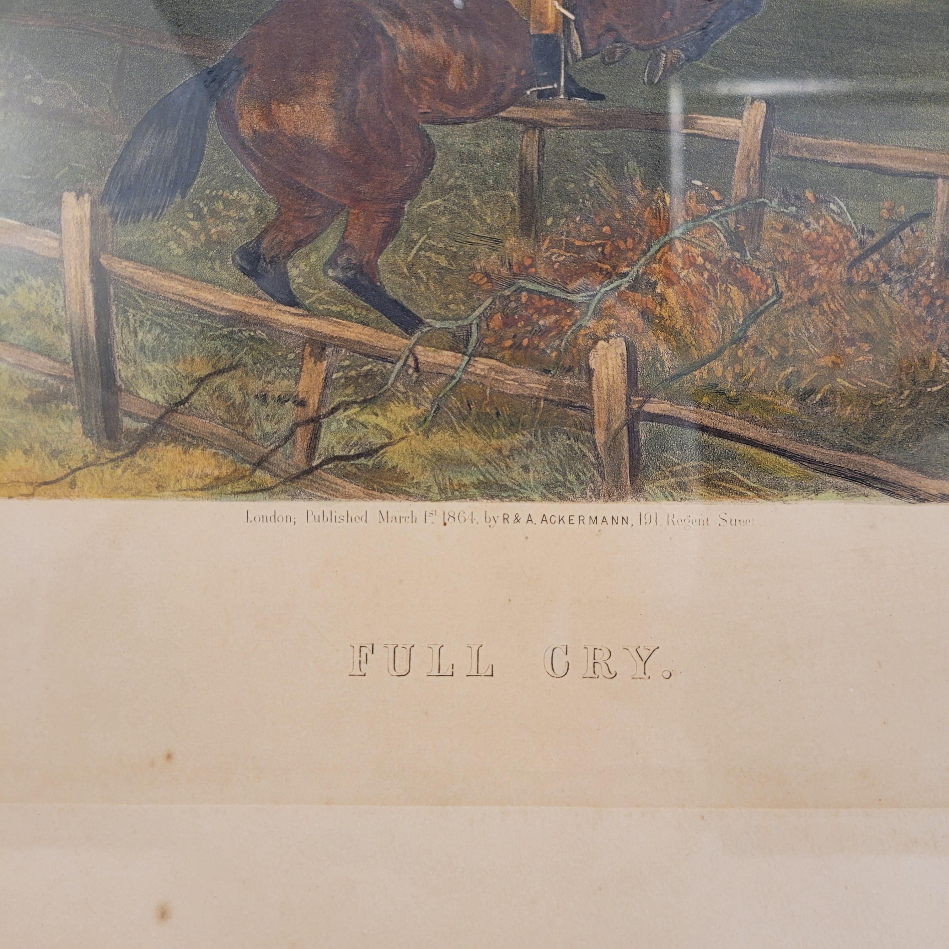 Victorian engraving of horses “Full cry”, J. Harris and William J. Shayer, Engla For Sale 2