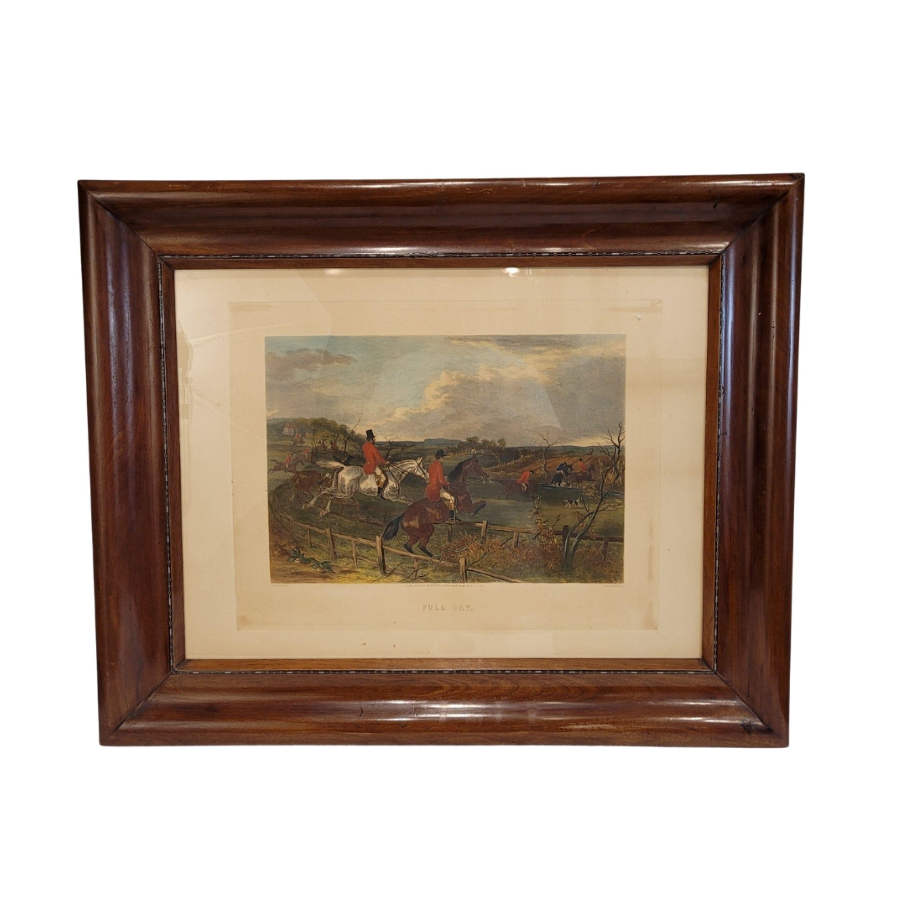 William Joseph Shayer Animal Print - Victorian engraving of horses “Full cry”, J. Harris and William J. Shayer, Engla