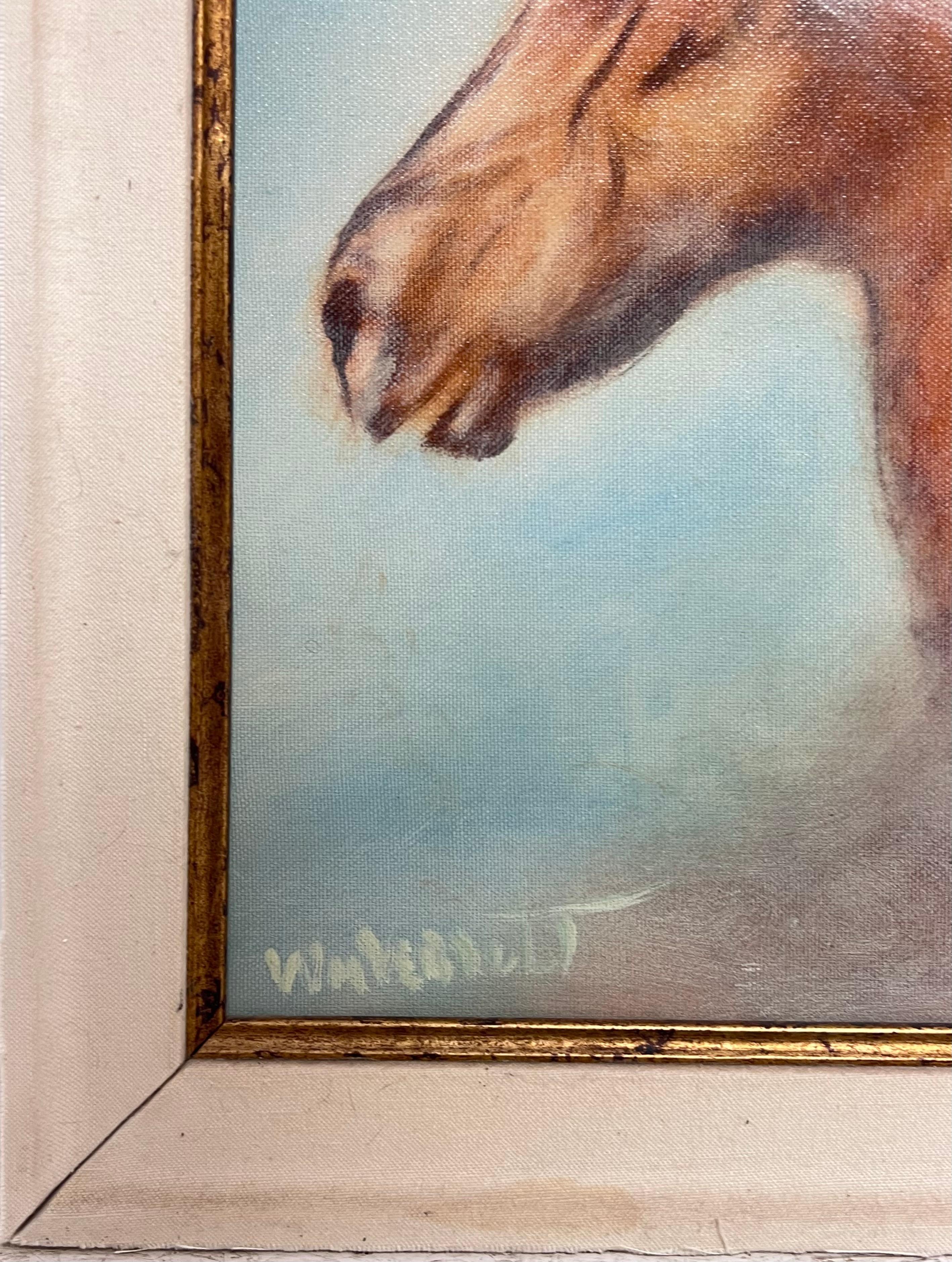 Wilde Mähne
von William Joseph Verdult (Niederländer, 1939-2016)
signiertes Ölgemälde auf Leinwand, gerahmt
Gerahmt: 19 x 23 Zoll
Leinwand: 16 x 20 Zoll
Zustand: sehr gut
Provenienz: Privatsammlung, Warwickshire, Großbritannien

