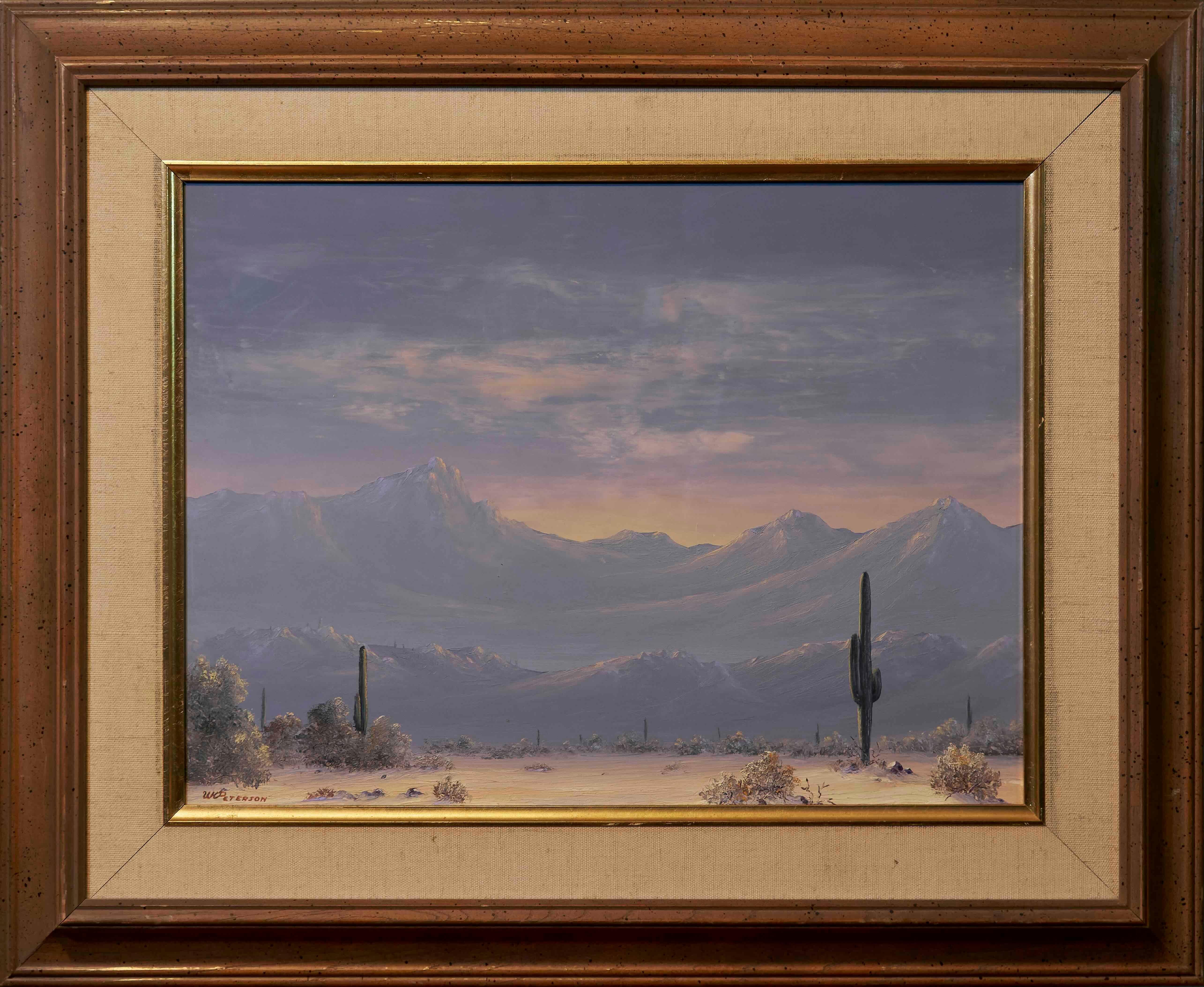 William K Peterson (1928-2013) 

Desert Landscape Painting

Oil on Panel 

12" x 16" Unframed

18.25" x 22.25" Framed
