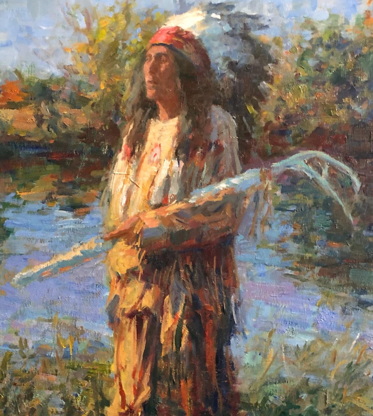 Lugar Sagrado , Indio de las Llanuras Americanas, Pintura al Óleo , Artista de Texas, Arte del Oeste - Painting de William  Kalwick  