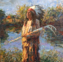  Place sacrée, Inde des Plaines, Peinture à l'huile, artiste texan, Art occidental