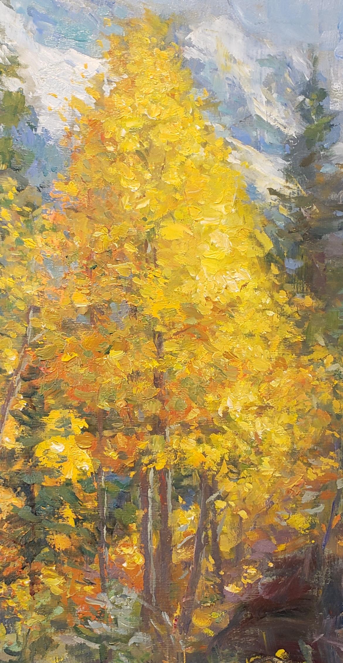Abstrakte Landschaft, Ölgemälde, texasischer Künstler, Western-Kunst, Colorado Rockies (Braun), Landscape Painting, von William Kalwick