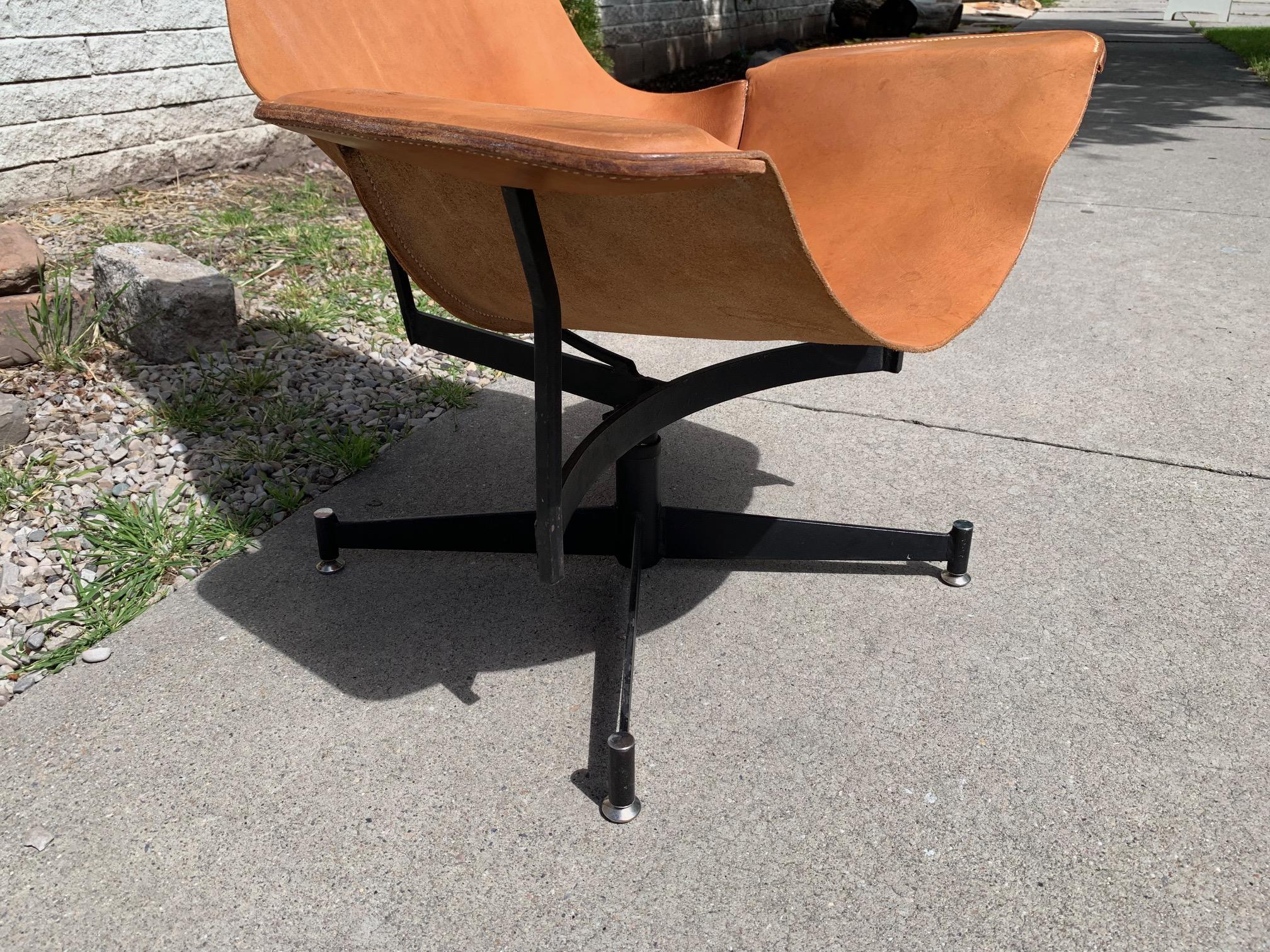 Mid-20th Century William Katavolos for Leathercraft Swivel Sling Lounge Chair