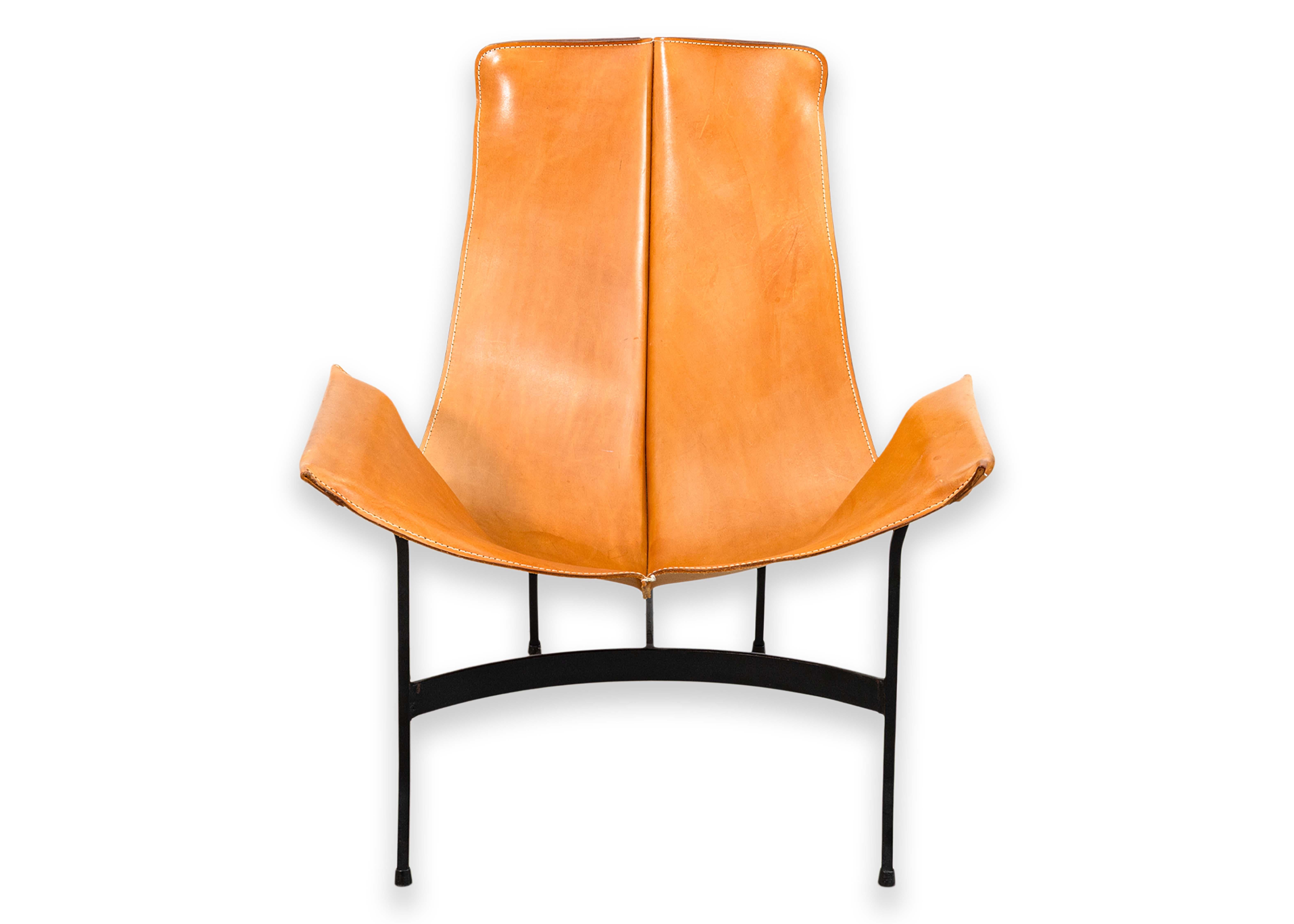 William Katavolos for Leathercrafters Leather and Iron Sling Chair and Ottoman 6