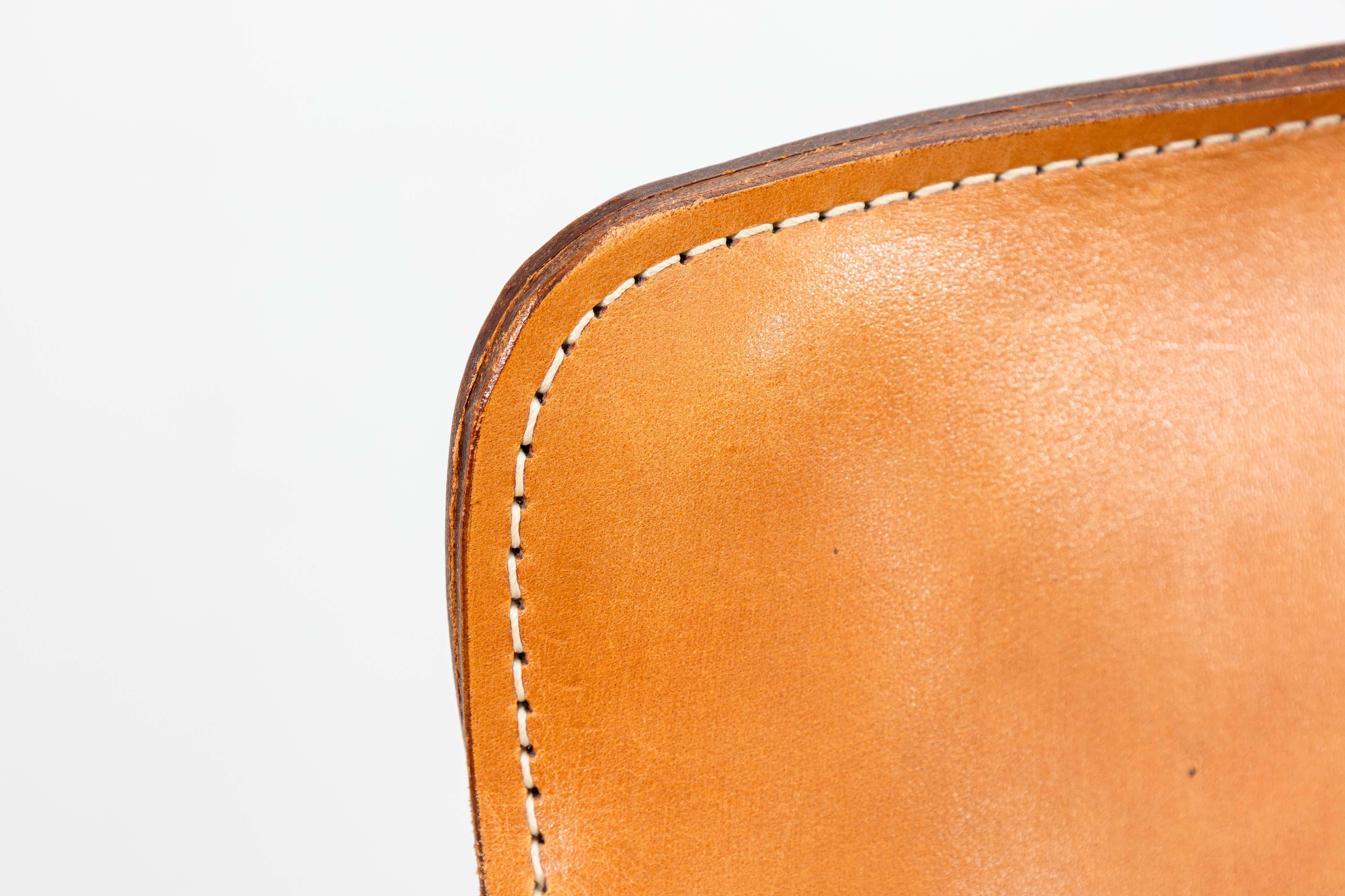 William Katavolos for Leathercrafters Leather and Iron Sling Chair and Ottoman In Good Condition In Keego Harbor, MI