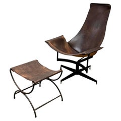William Katavolos 'K-Chair' and Matching Ottoman for Leathercraft, USA 1950s