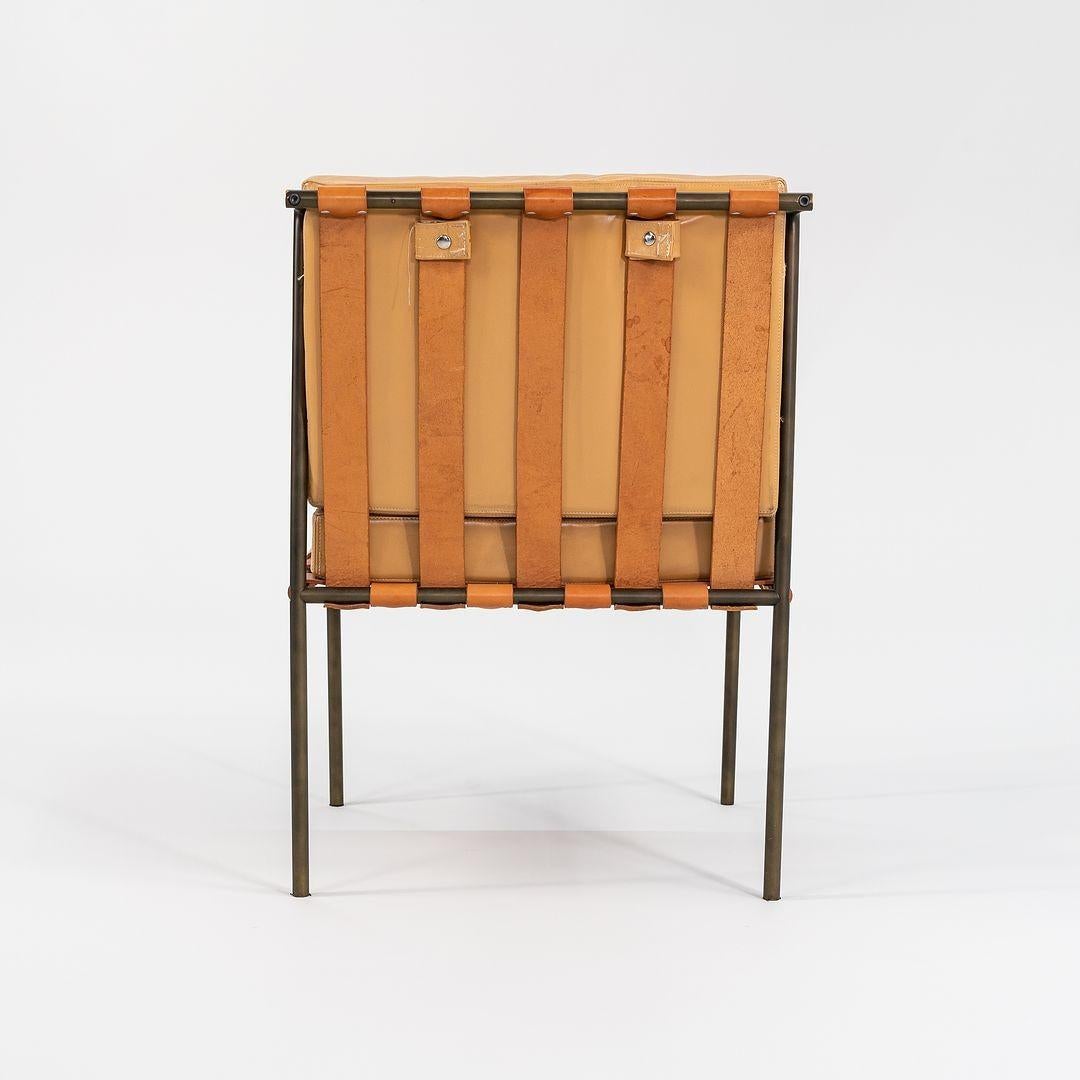 Prototype de fauteuil William Katavolos en bronze brossé et cuir brun clair en vente 4