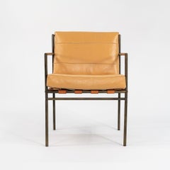 William Katavolos Prototype Arm Chair in Brushed Bronze with Tan Leather