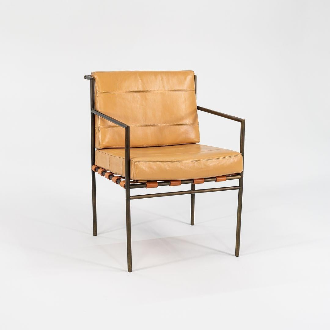 American William Katavolos Prototype Arm Chair in Brushed Bronze with Tan Leather For Sale