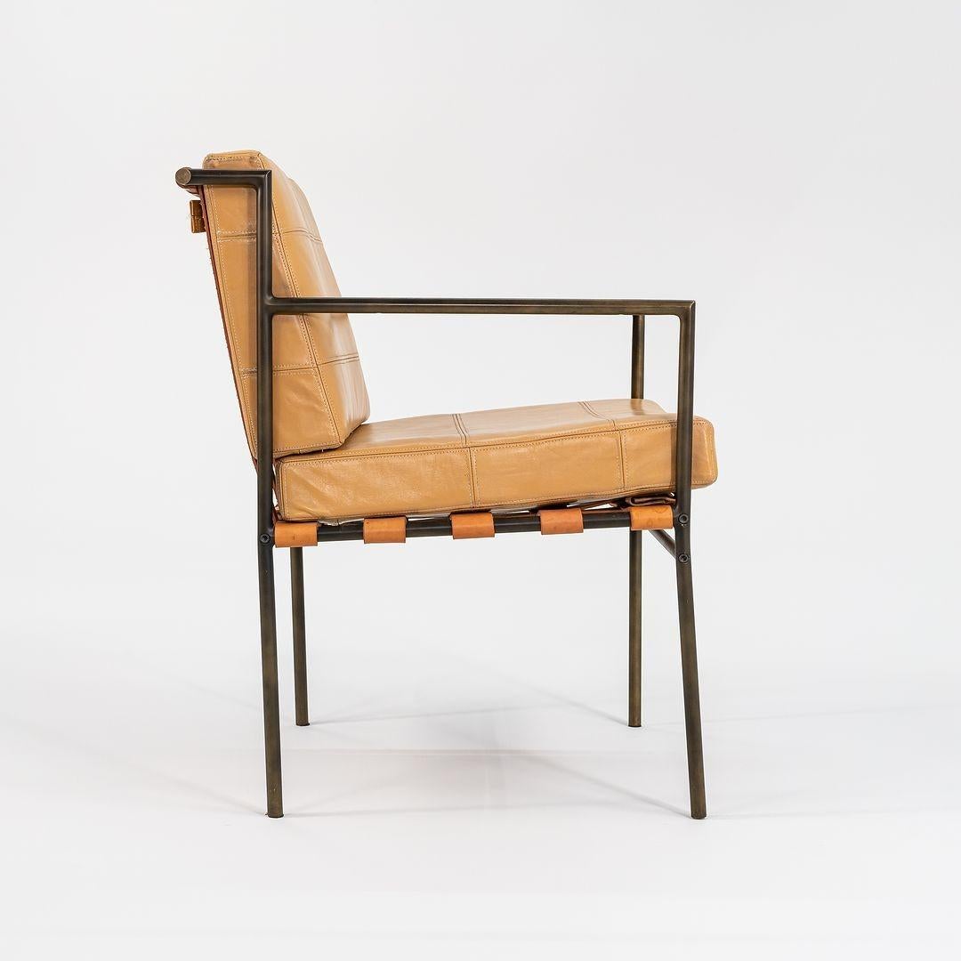 Contemporary William Katavolos Prototype Arm Chair in Brushed Bronze with Tan Leather For Sale