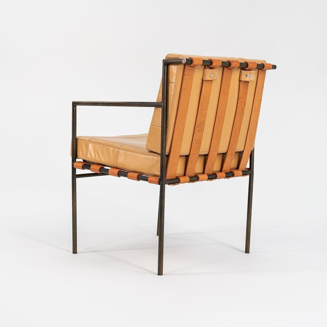 Prototype de fauteuil William Katavolos en bronze brossé et cuir brun clair en vente 1