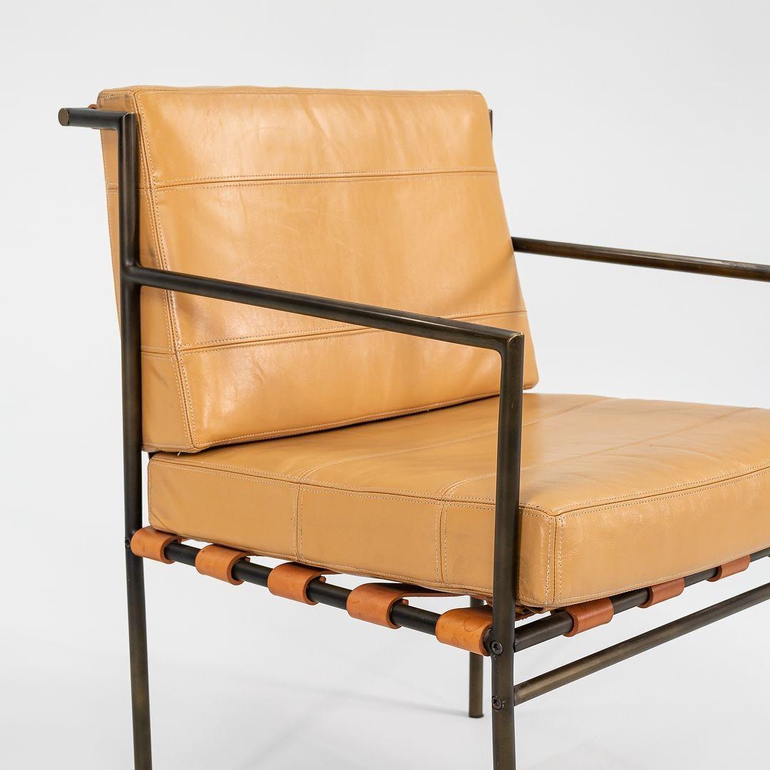 Prototype de fauteuil William Katavolos en bronze brossé et cuir brun clair en vente 2