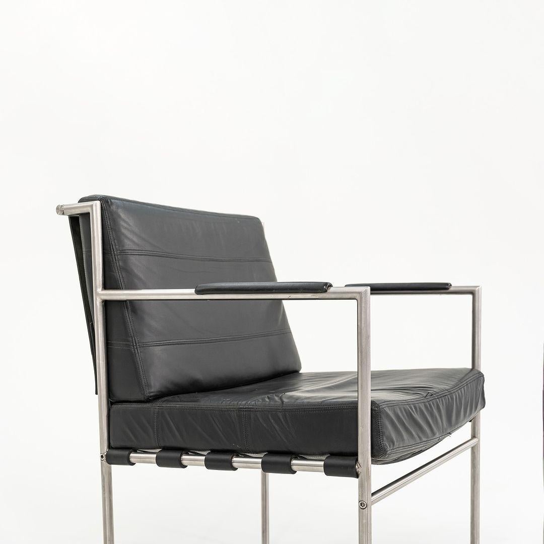 William Katavolos Prototype Arm Chair en acier brossé et cuir noir  en vente 3