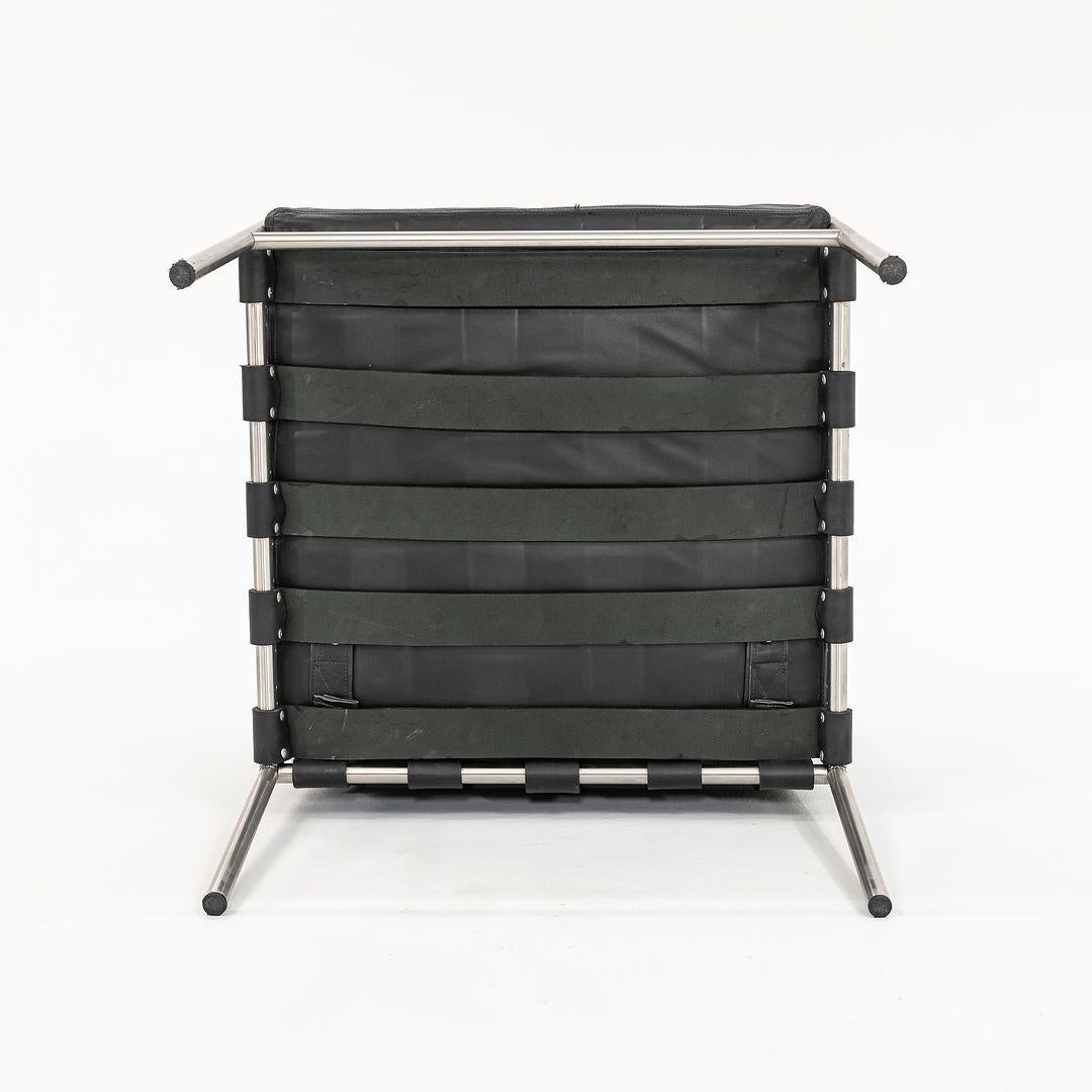 William Katavolos Prototype Arm Chair en acier brossé et cuir noir  en vente 4