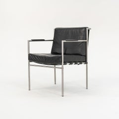 William Katavolos Prototype Arm Chair in Brushed Steel with Black Leather