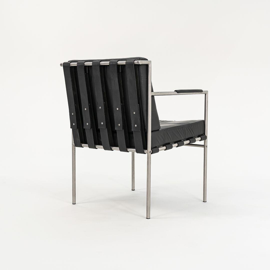 Contemporary William Katavolos Prototype Arm Chair in Brushed Steel with Black Leather  For Sale
