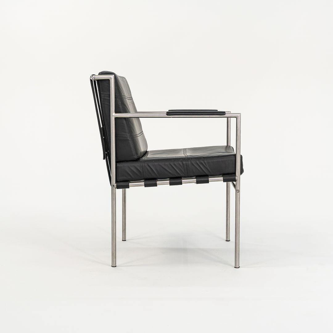 Acier William Katavolos Prototype Arm Chair en acier brossé et cuir noir  en vente