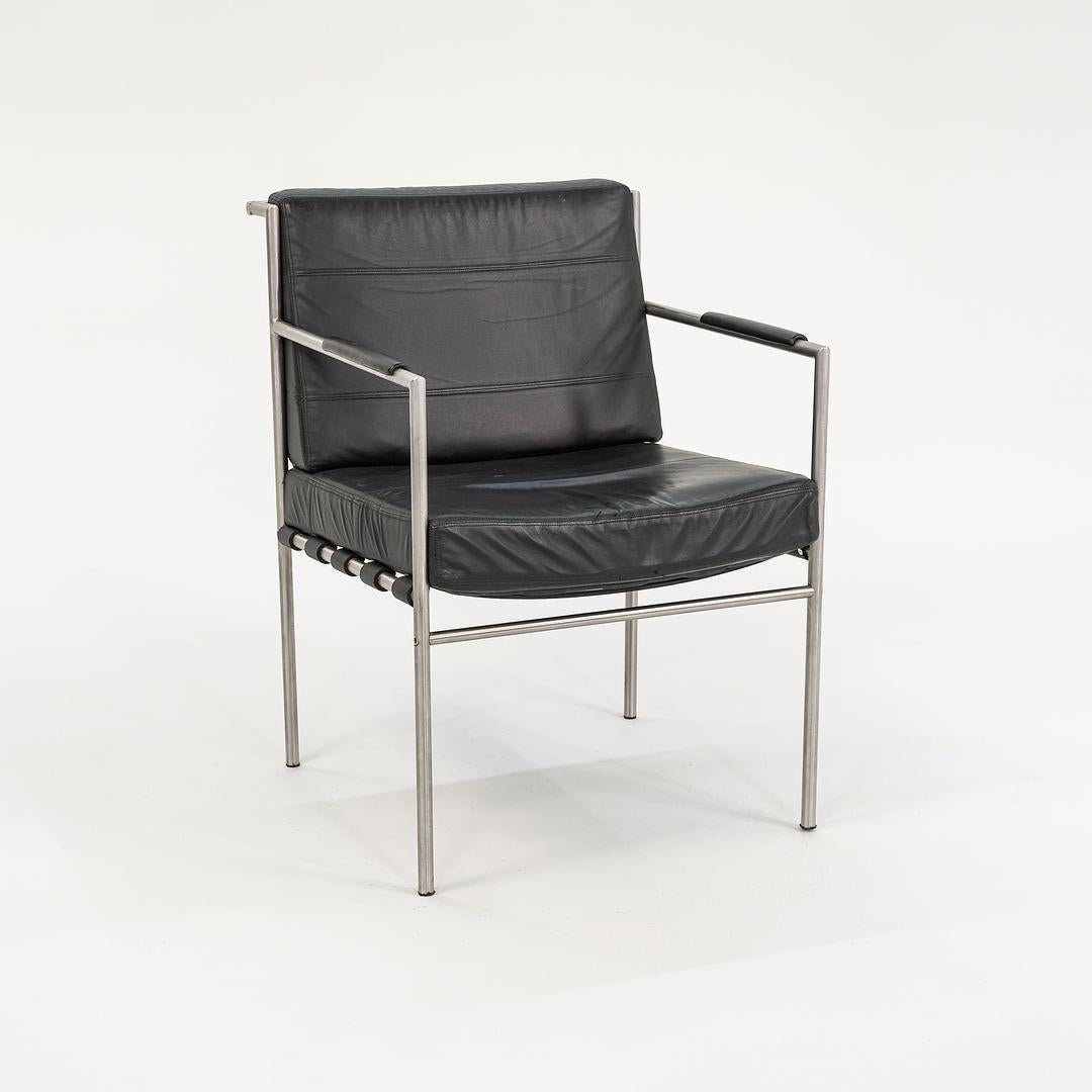 William Katavolos Prototype Arm Chair en acier brossé et cuir noir  en vente 2