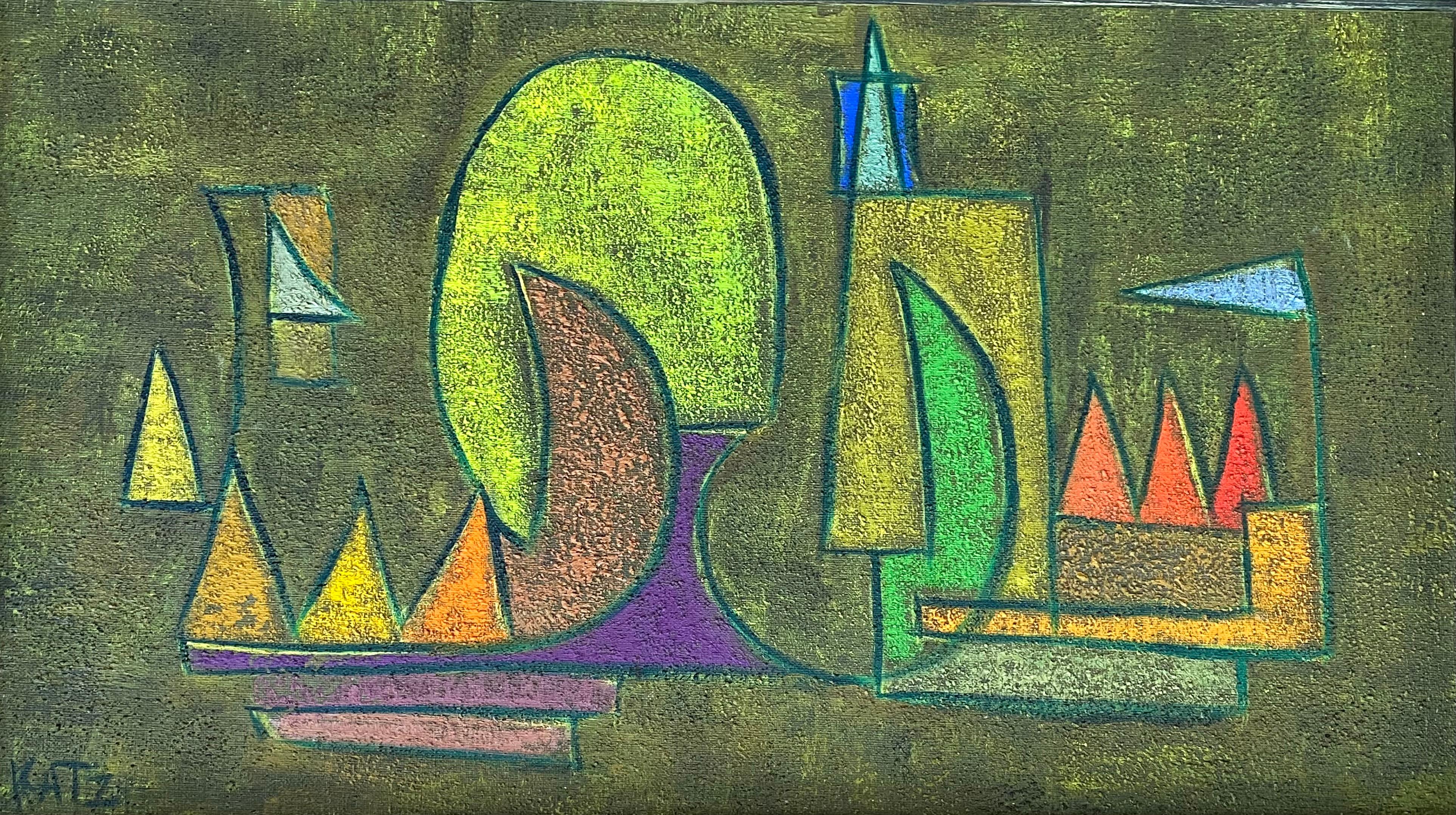 Abstrakte Segelboote (Amerikanische Moderne), Painting, von William Katz