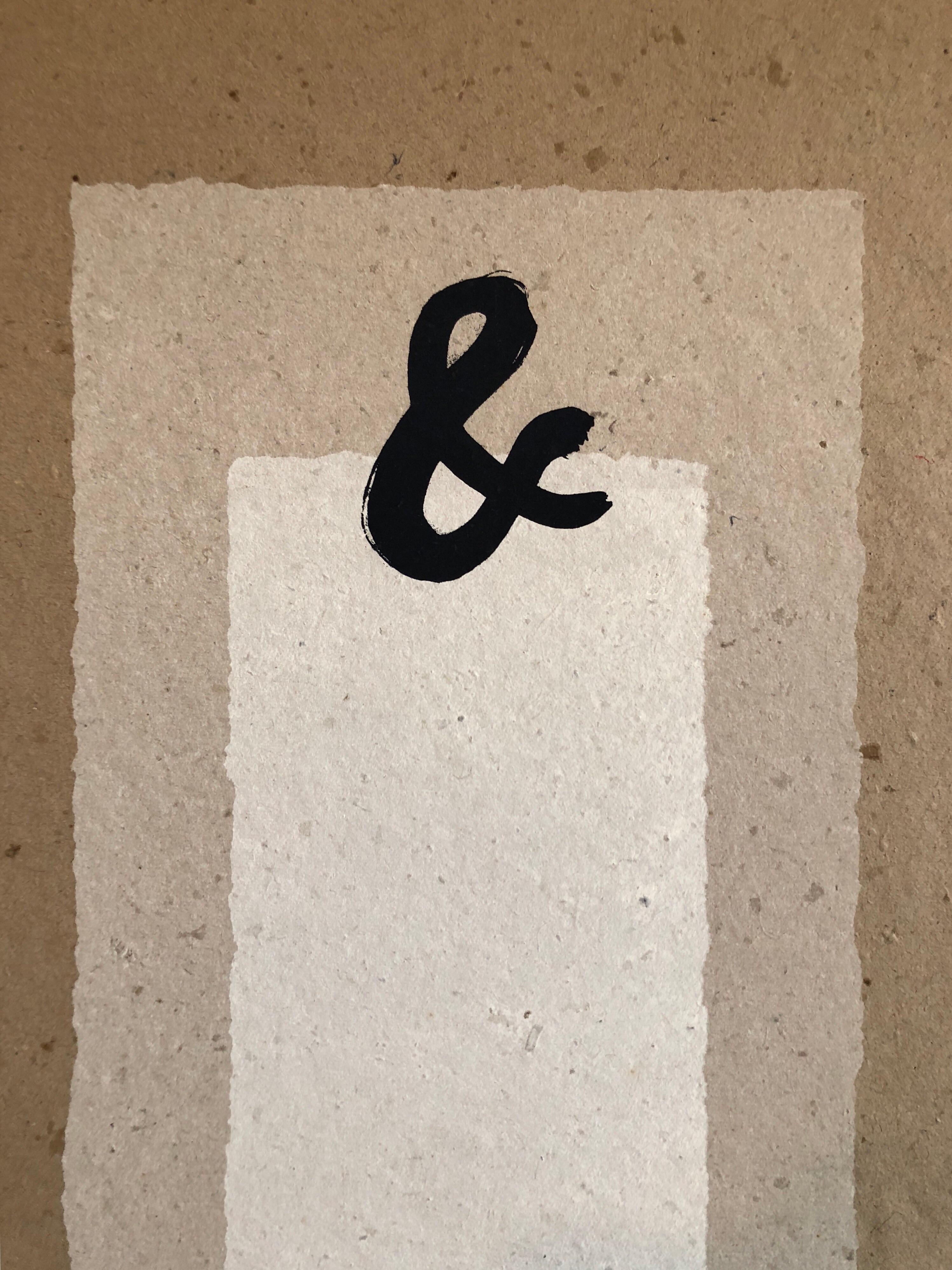 Ampersand (&) Abstract Geometric Silkscreen on Handmade Kenzo Paper - Print by William Katz