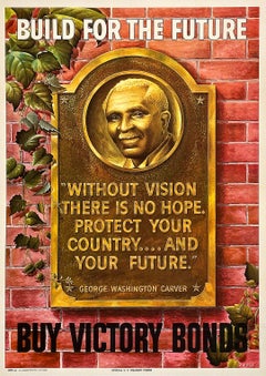 Original Vintage WWII George Washington Carver Victory Bond Póster de Kautz 1945