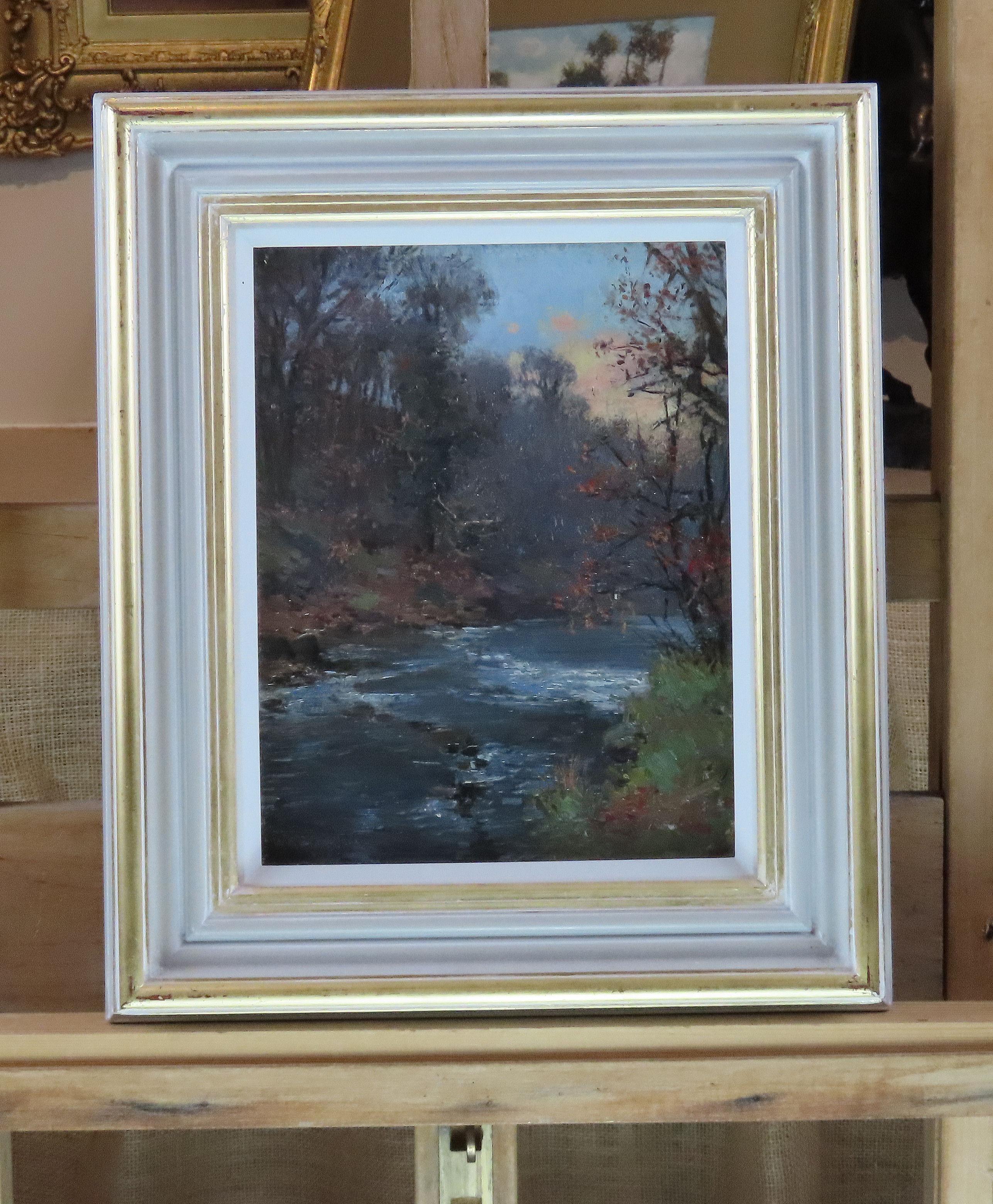 Original Öl auf Karton. WILLIAM KAY BLACKLOCK A.R.C.A., „Herbst am Almond“ – Painting von William Kay Blacklock