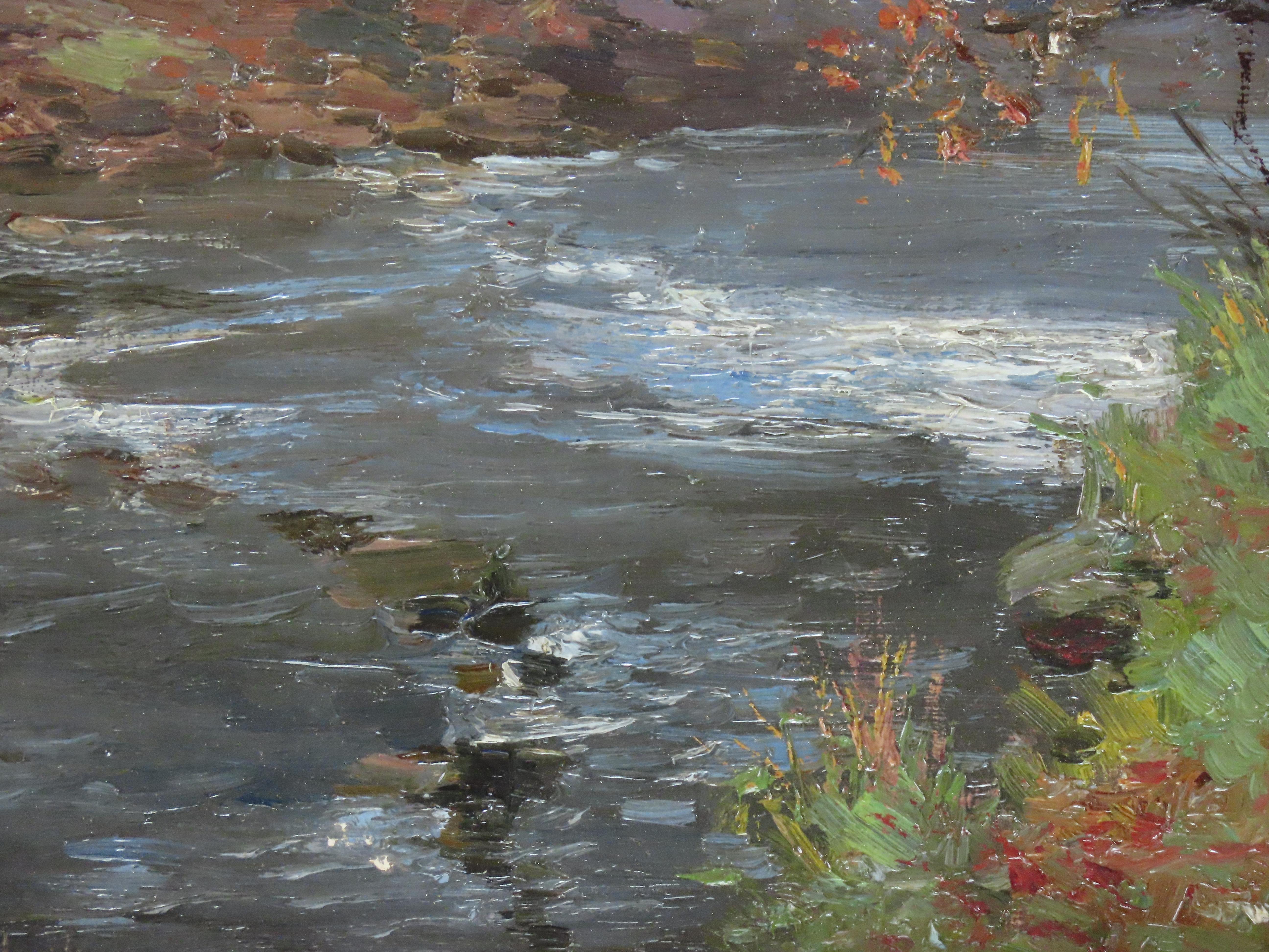 Original Öl auf Karton. WILLIAM KAY BLACKLOCK A.R.C.A., „Herbst am Almond“ im Angebot 2