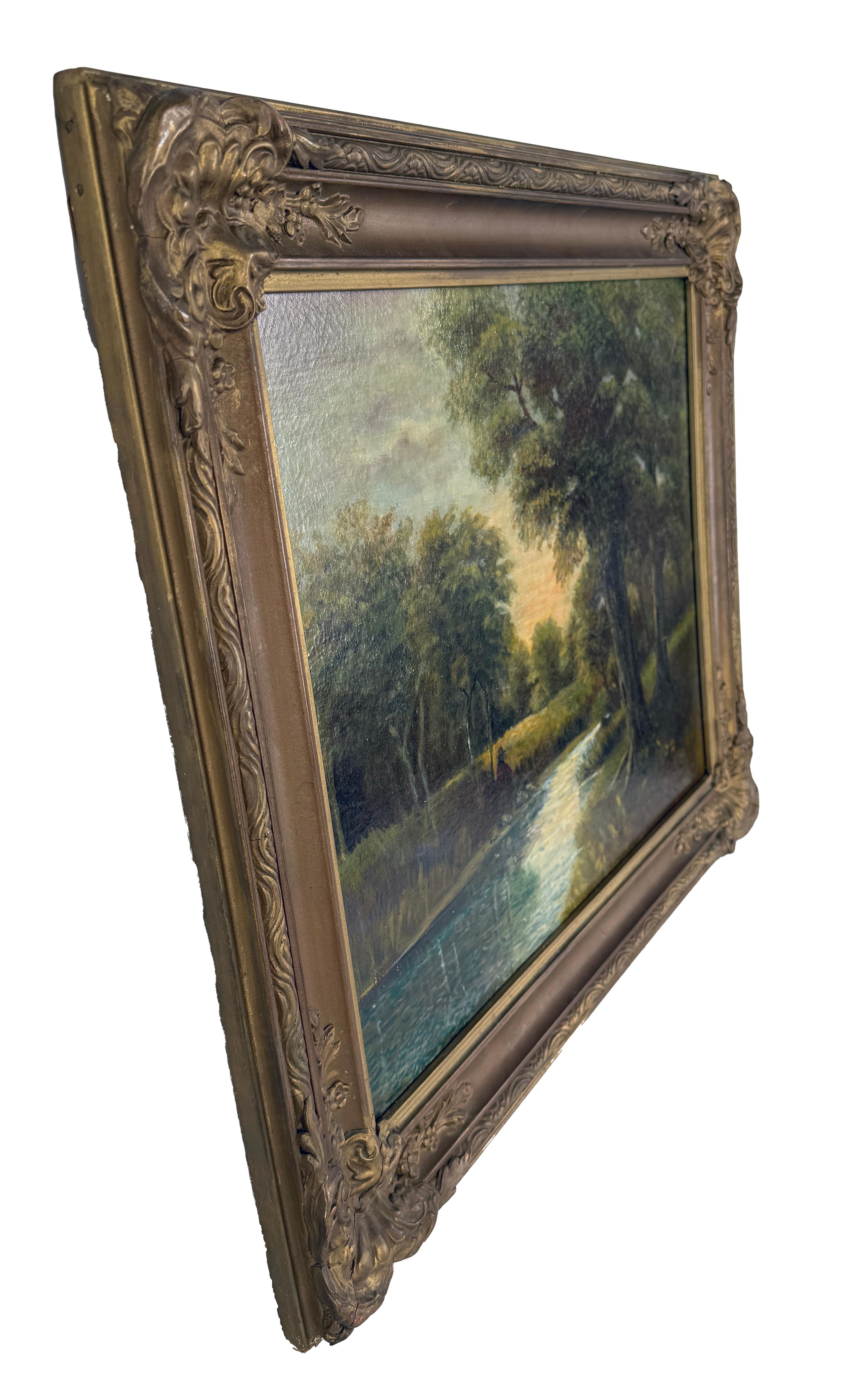 Artistics Sitting by the stream Paysage tonaliste du 19e siècle par William Keith en vente 2