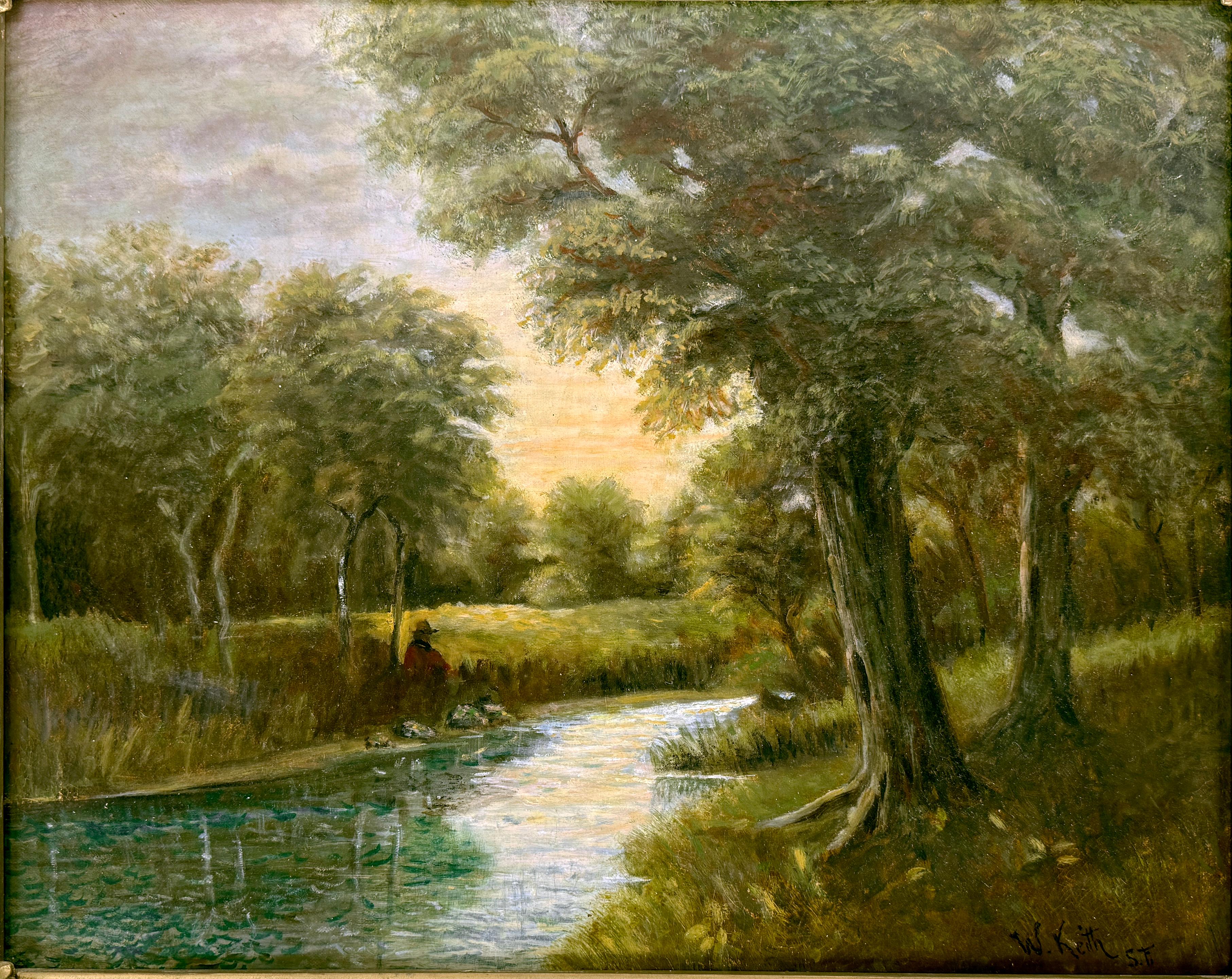 Artistics Sitting by the stream Paysage tonaliste du 19e siècle par William Keith en vente 4