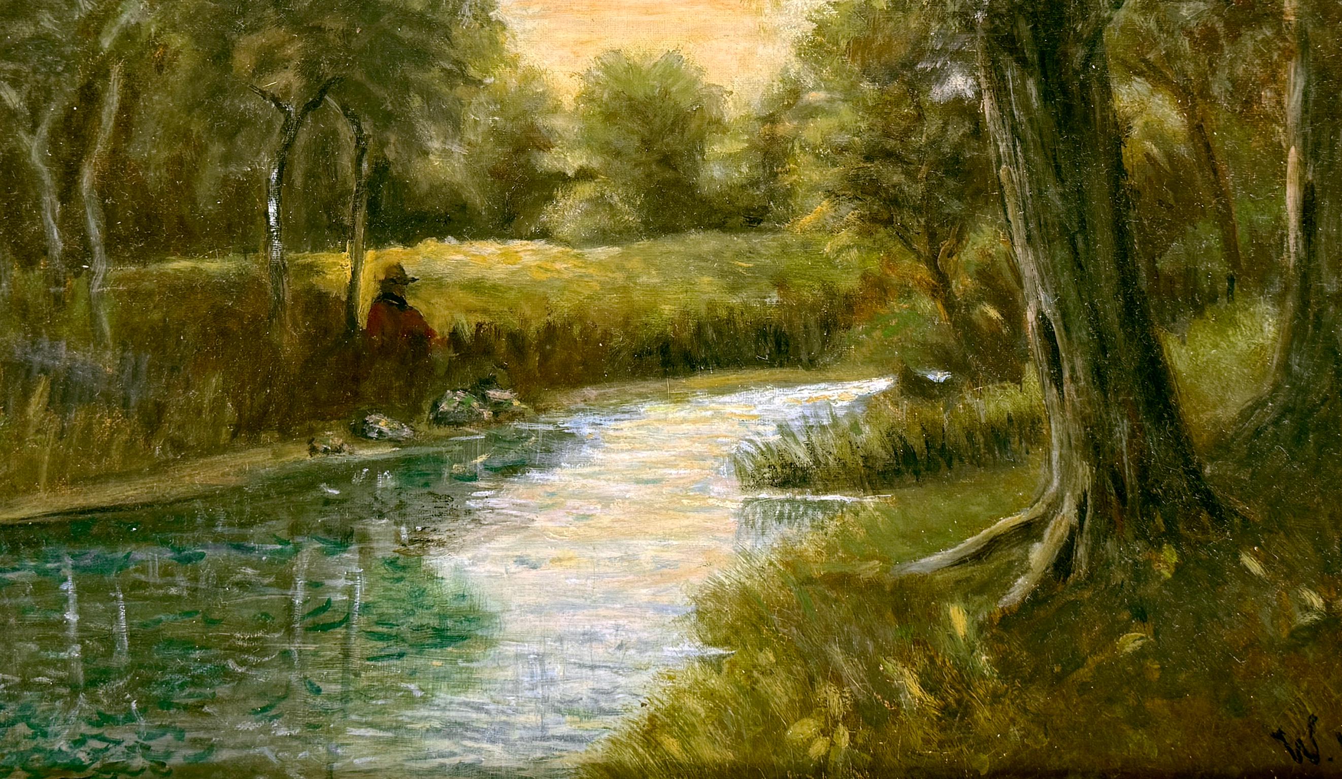 Artistics Sitting by the stream Paysage tonaliste du 19e siècle par William Keith en vente 6
