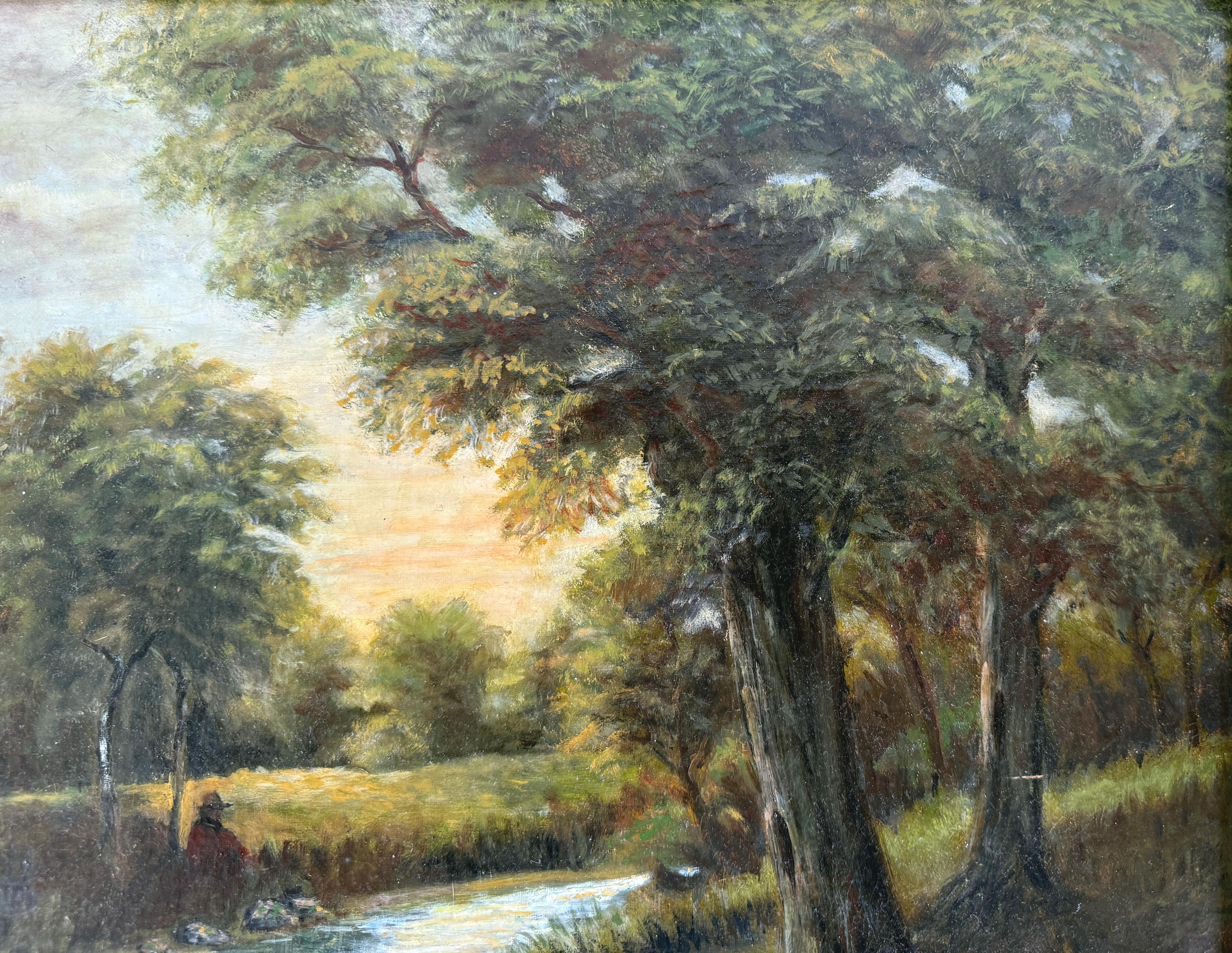 Artistics Sitting by the stream Paysage tonaliste du 19e siècle par William Keith en vente 8