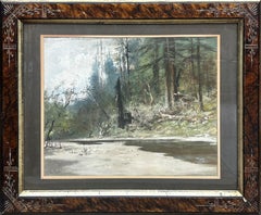 "Western Wilderness Interior" William Keith, California Tonalist, Forest Stream