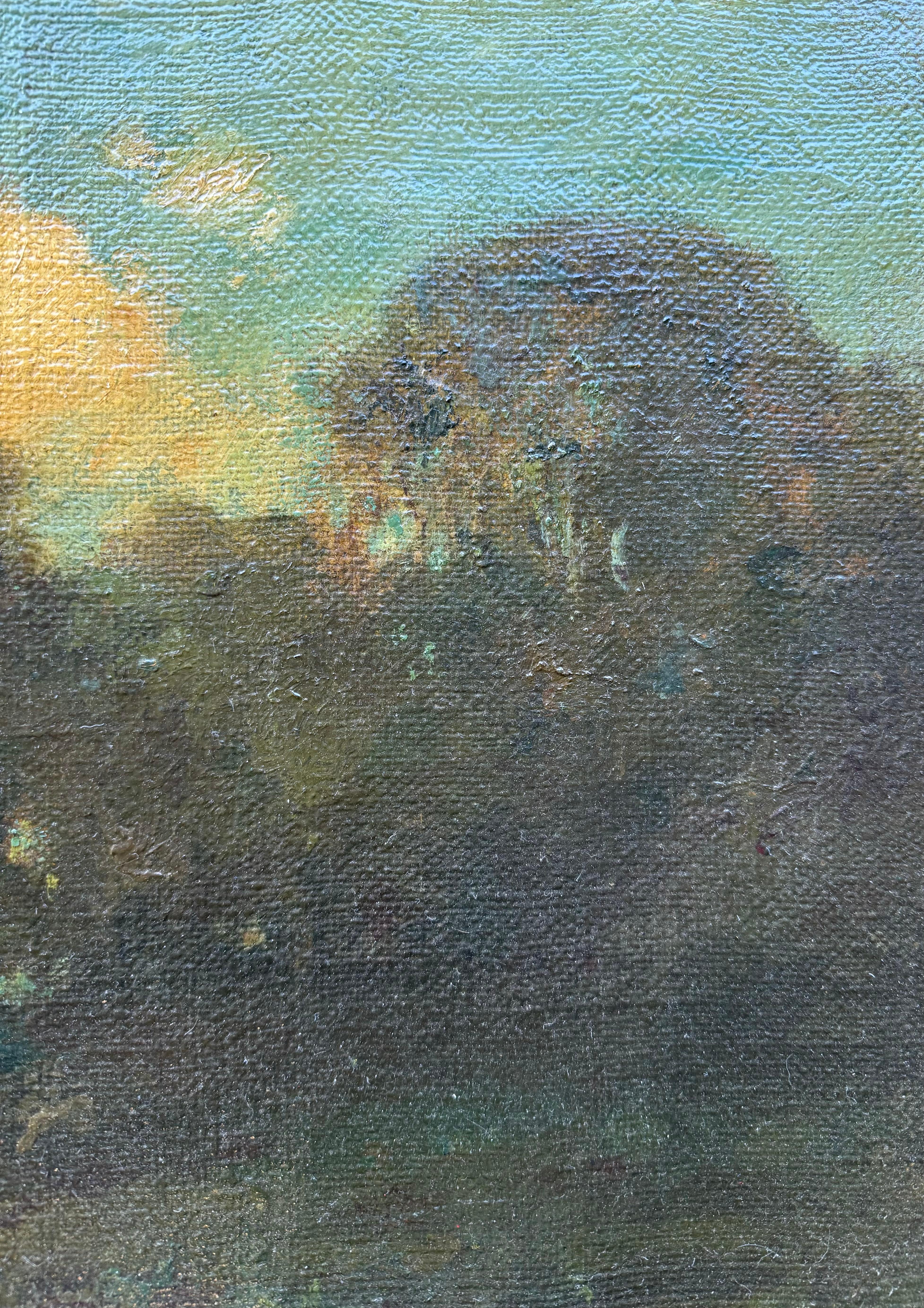 American William Keith Original Tonal Oil Painting Flock of Sheep by a Pond Landscape For Sale