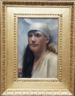 Portrait of Girl - Scottish 'Glasgow Boy' art 19th century oil painting