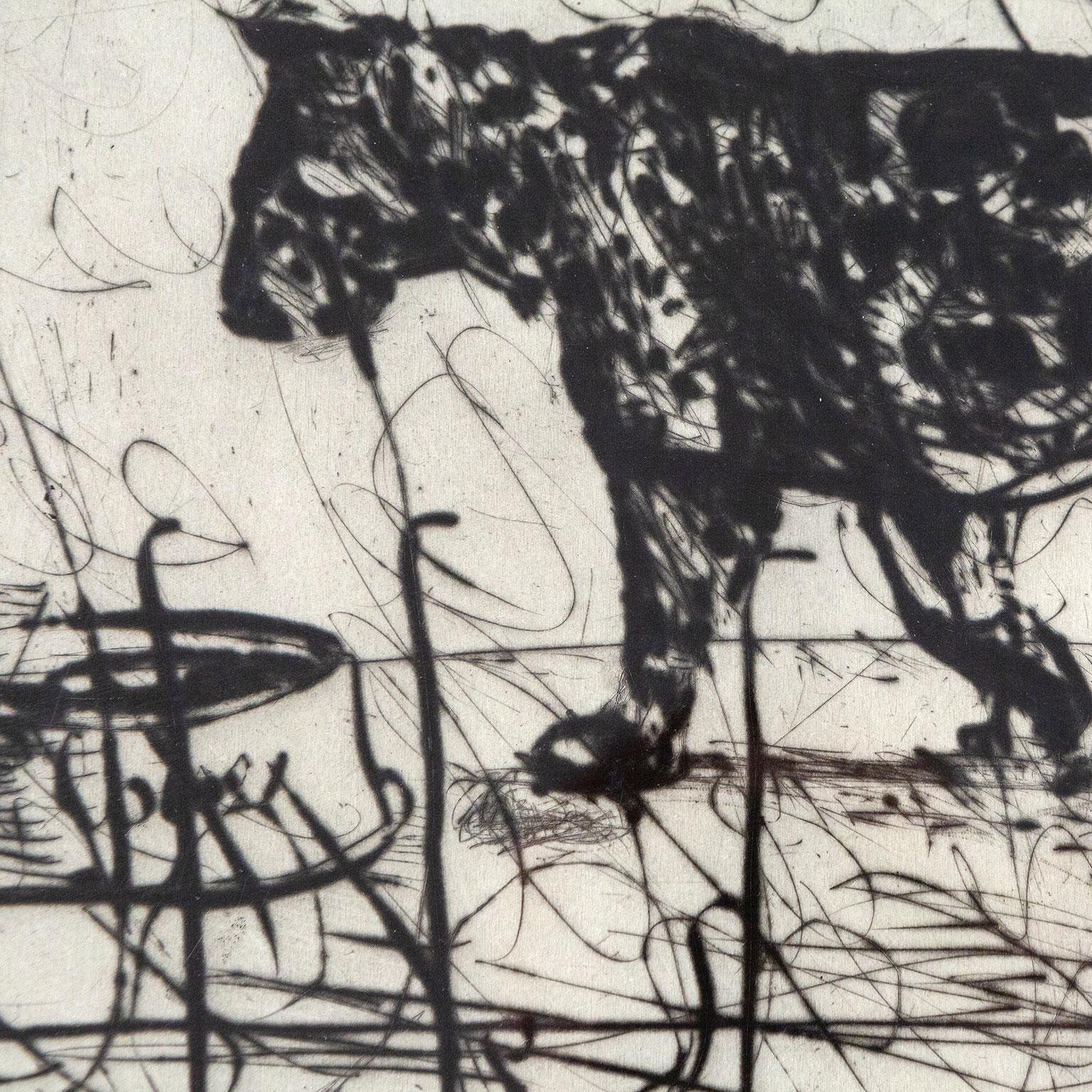 Pacing Panther - Gray Animal Print by William Kentridge