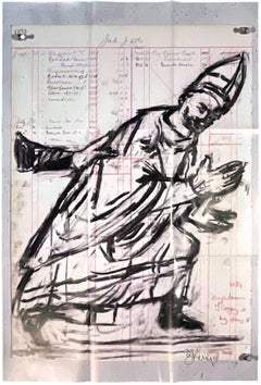 Pope Gregory VII. aus Triumphs und Laments abgestellt, signiert von William Kentridge