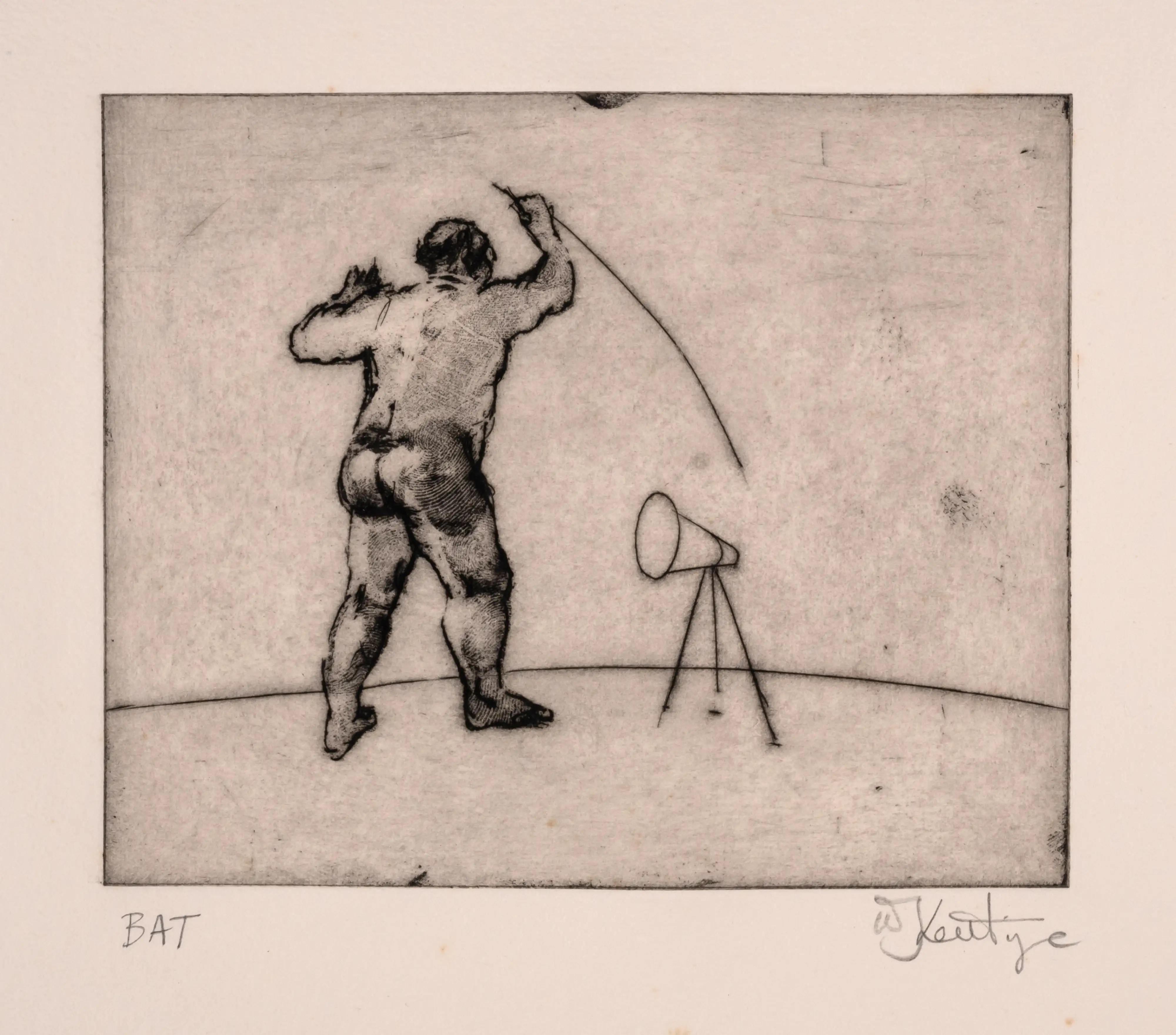 Untitled, 1997
William Kentridge

Etching with drypoint, on Richard de Bas wove 
Signed and inscribed 'BAT' in pencil
The Bon à Tirer impression aside from the edition of 50
From The HMV Set (The Artist Standing)
Published by David Krut Fine Art,