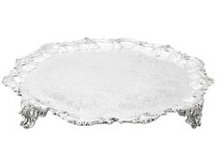 Antico Salver vittoriano in argento sterling William Ker Reid (1842)