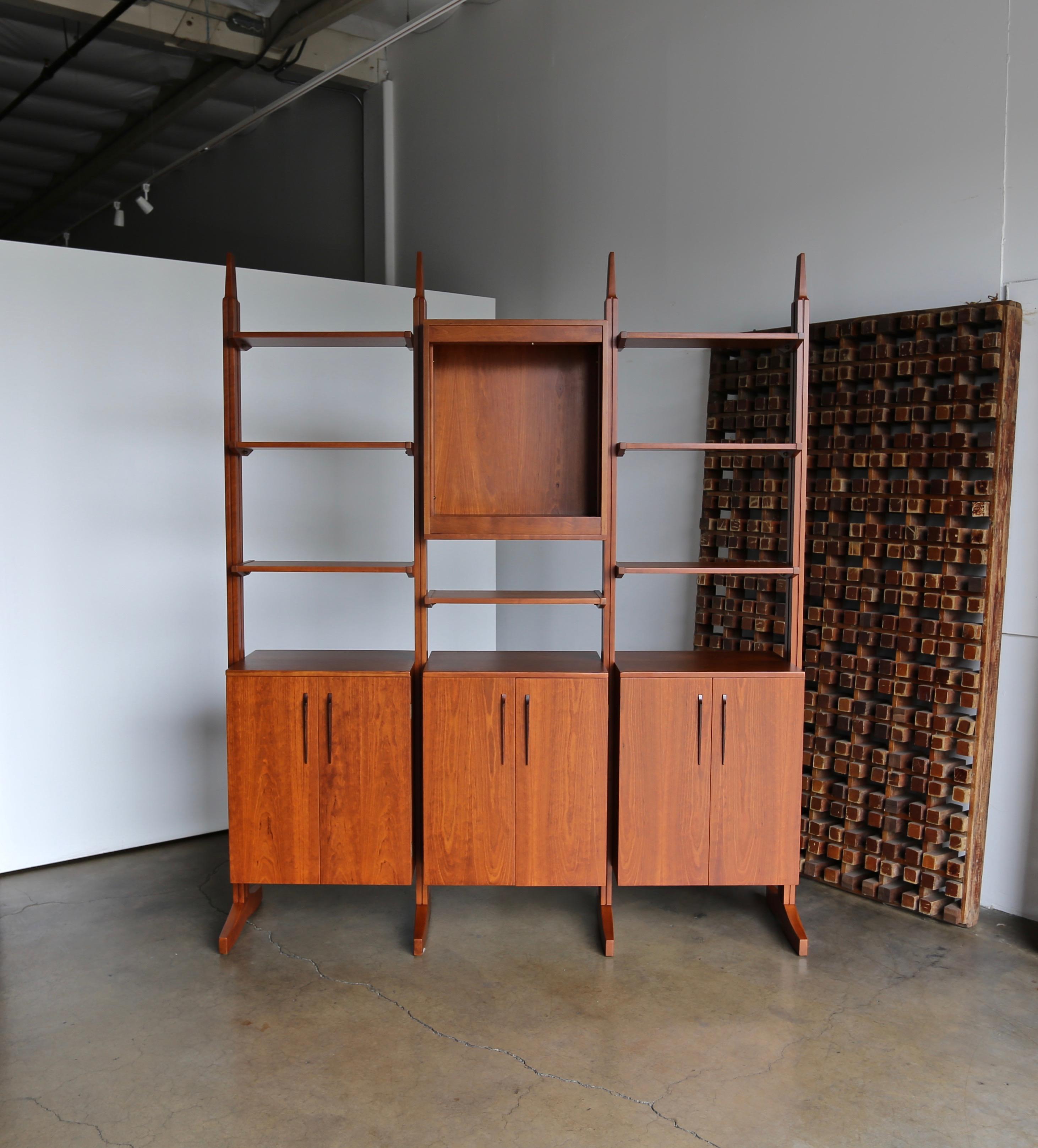 Handcrafted freestanding wall unit / room divider by California Modern Craftsman William Ketelle. Signed 