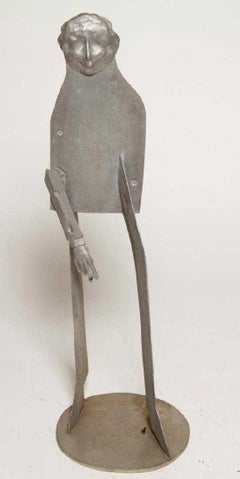 Vintage 1960s Pop Art Unique Cast Aluminum Sculpture Cool Cat Bell Bottoms Americana